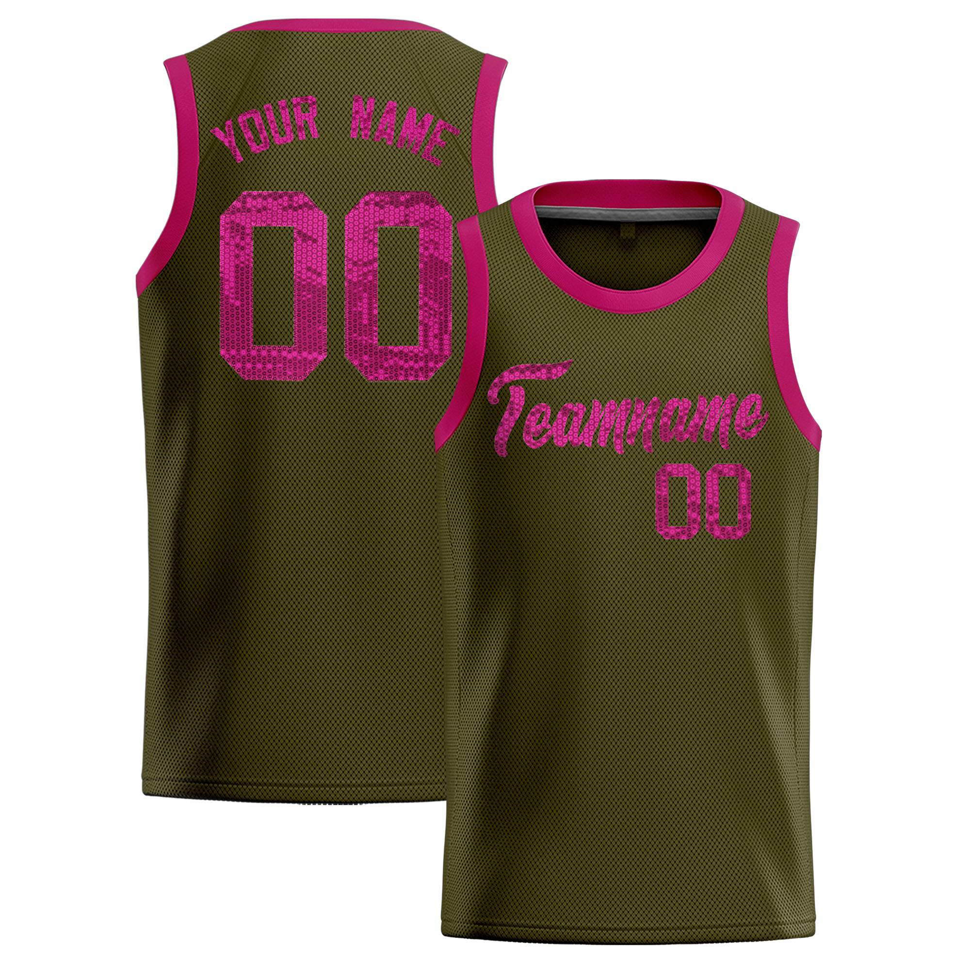 Custom Olive Sequined Tops Athletic Basketball Jersey|KXKSHOP