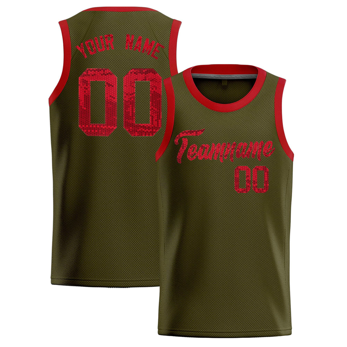 Custom Olive Sequined Tops Athletic Basketball Jersey|KXKSHOP