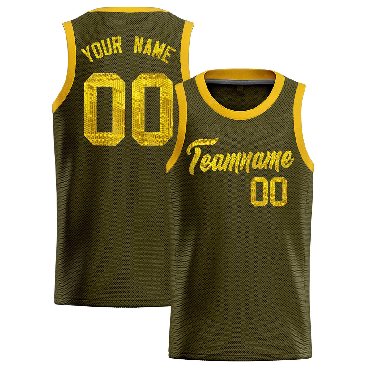 Custom Olive Sequined Tops Athletic Basketball Jersey|KXKSHOP