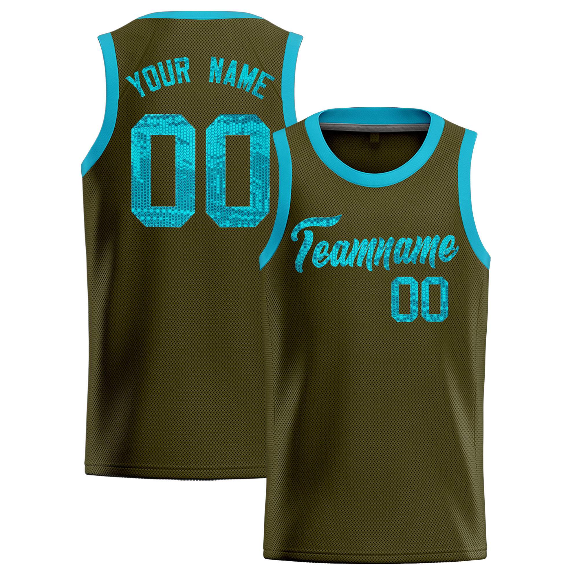 Custom Olive Sequined Tops Athletic Basketball Jersey|KXKSHOP