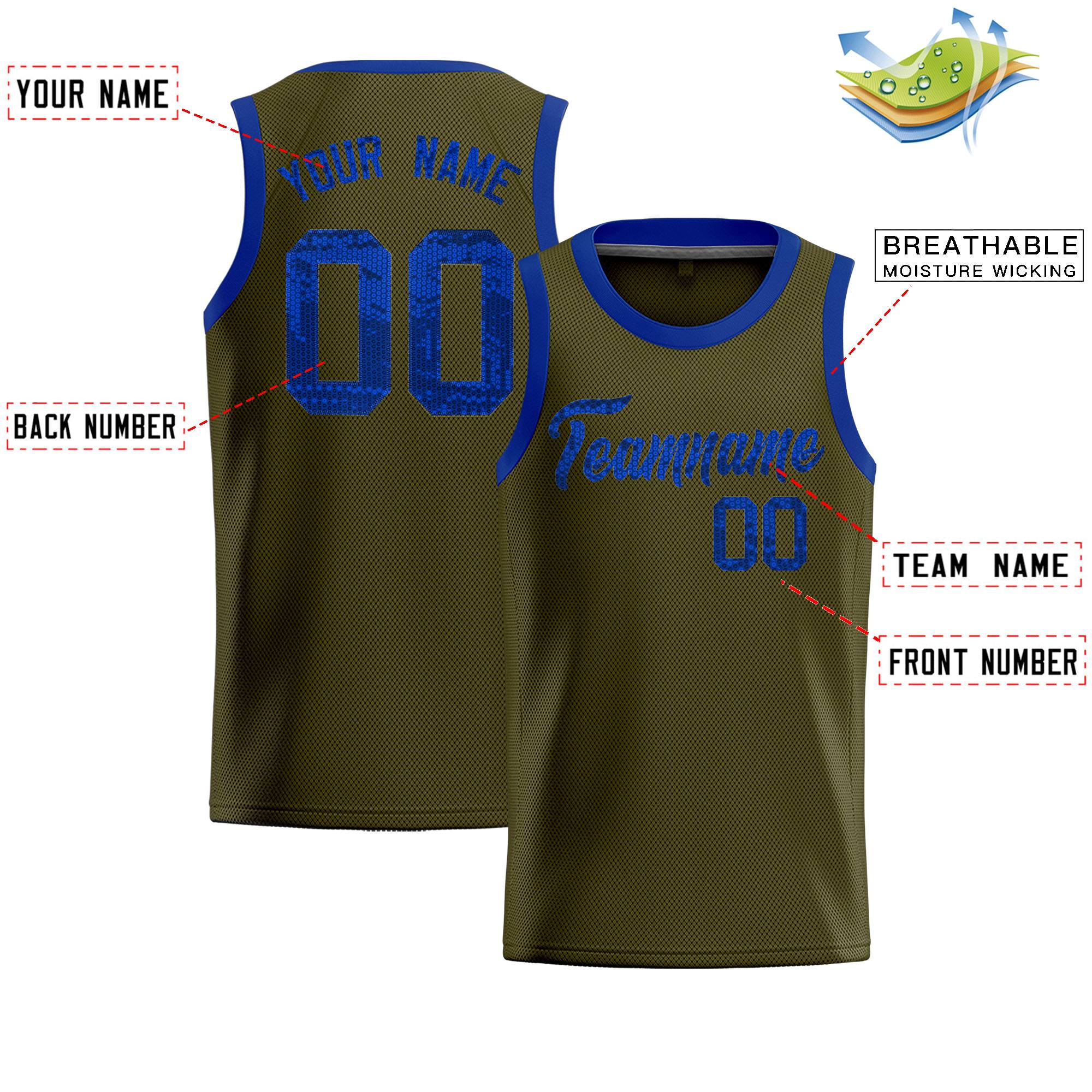Custom Olive Sequined Tops Athletic Basketball Jersey|KXKSHOP