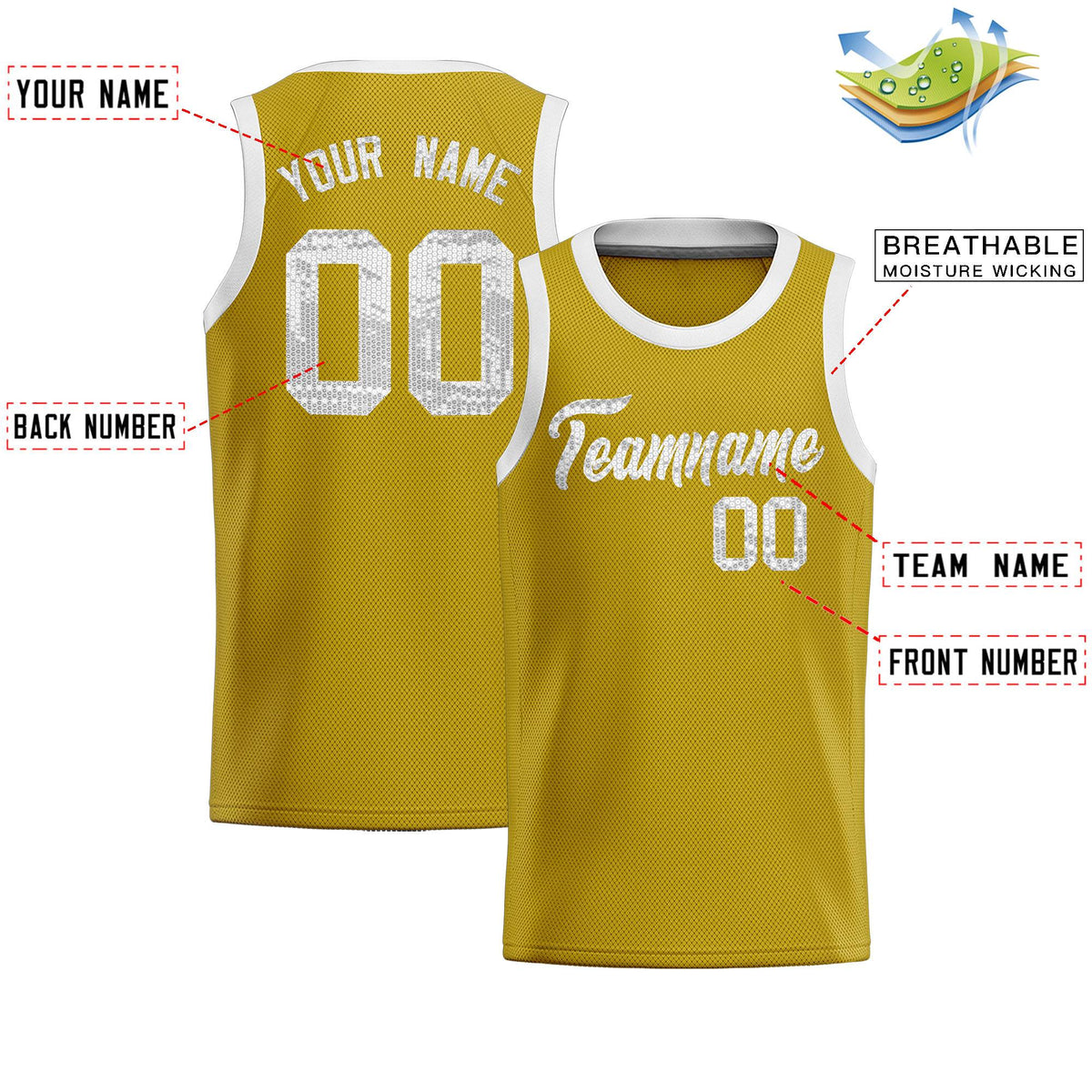 Custom Old Gold Sequined Tops Athletic Basketball Jersey|KXKSHOP