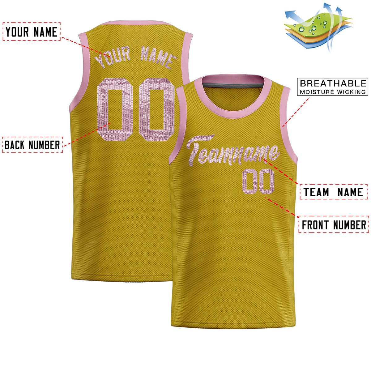 Custom Old Gold Sequined Tops Athletic Basketball Jersey|KXKSHOP