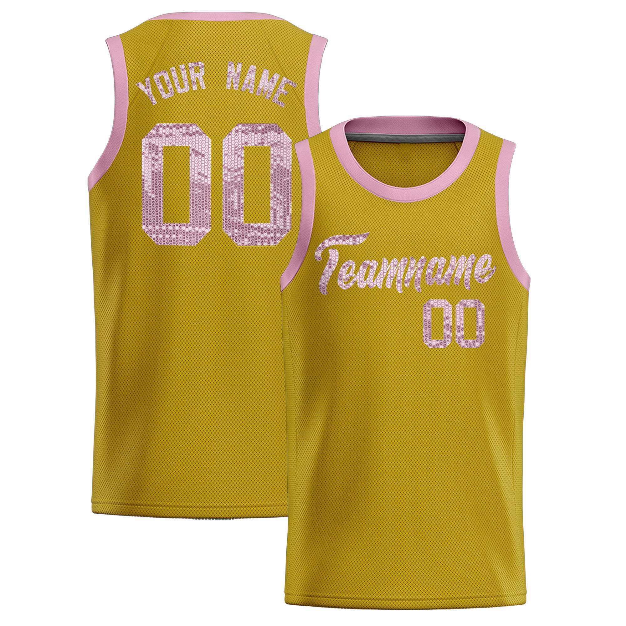Custom Old Gold Sequined Tops Athletic Basketball Jersey|KXKSHOP