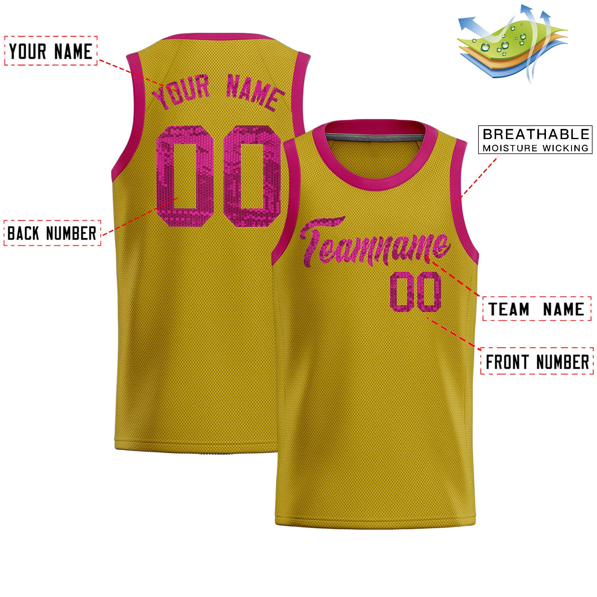 Custom Old Gold Sequined Tops Athletic Basketball Jersey|KXKSHOP