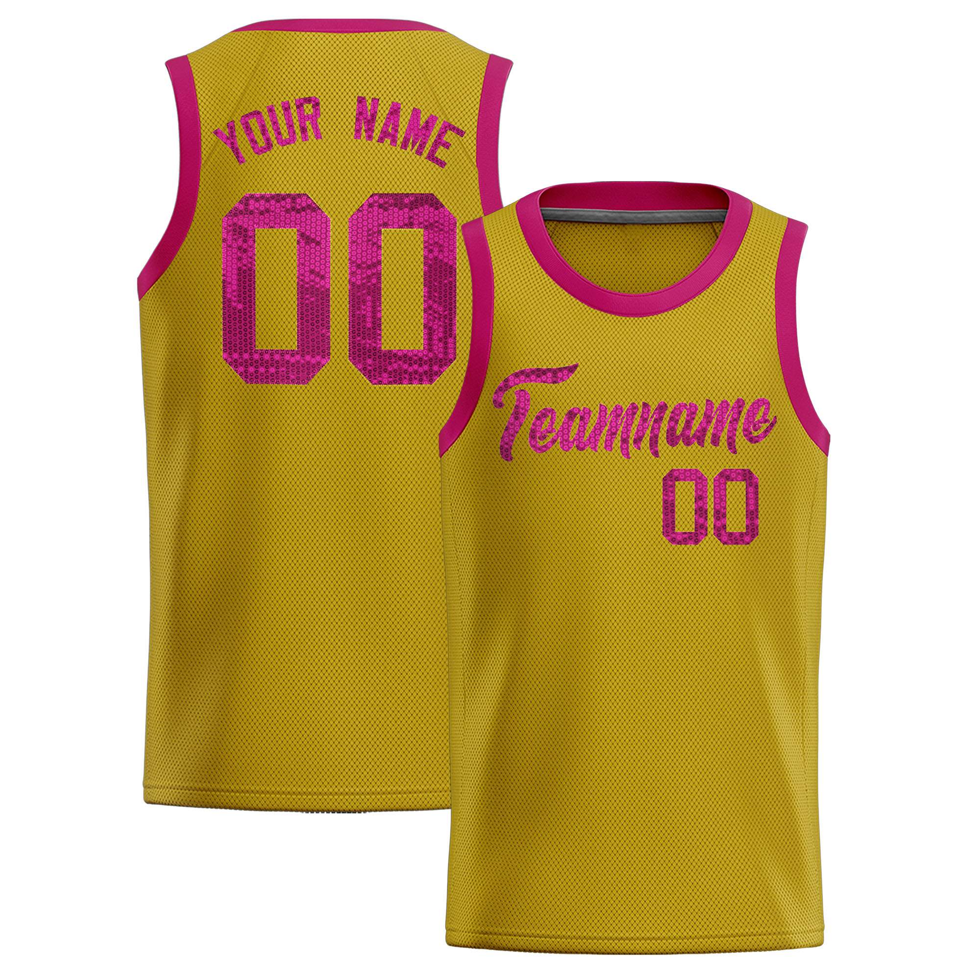 Custom Old Gold Sequined Tops Athletic Basketball Jersey|KXKSHOP