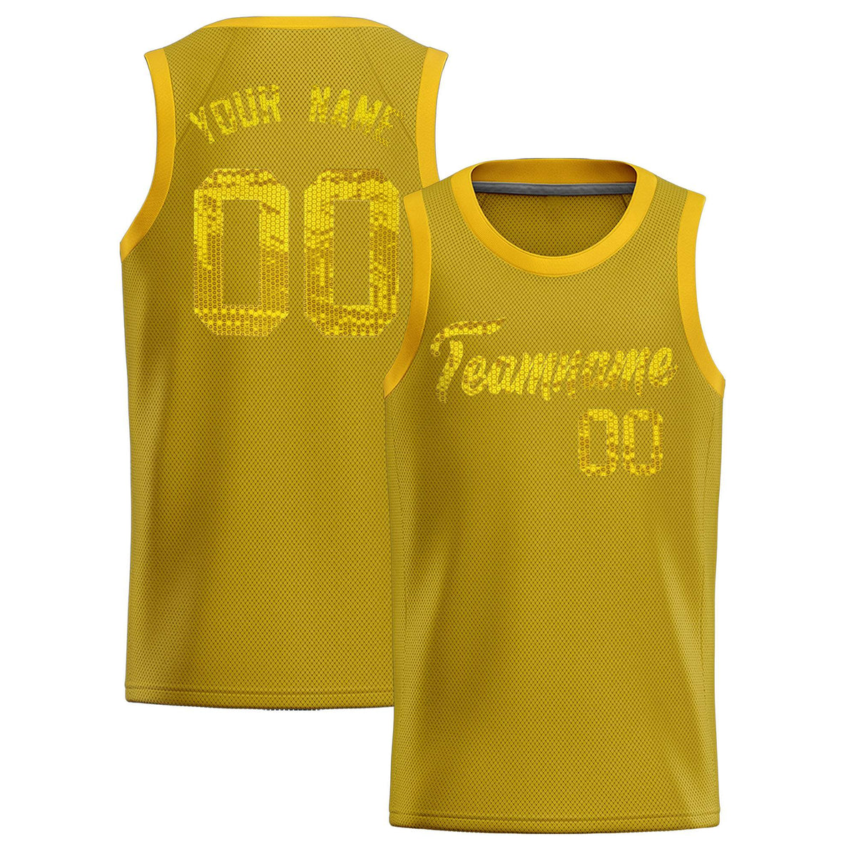 Custom Old Gold Sequined Tops Athletic Basketball Jersey|KXKSHOP