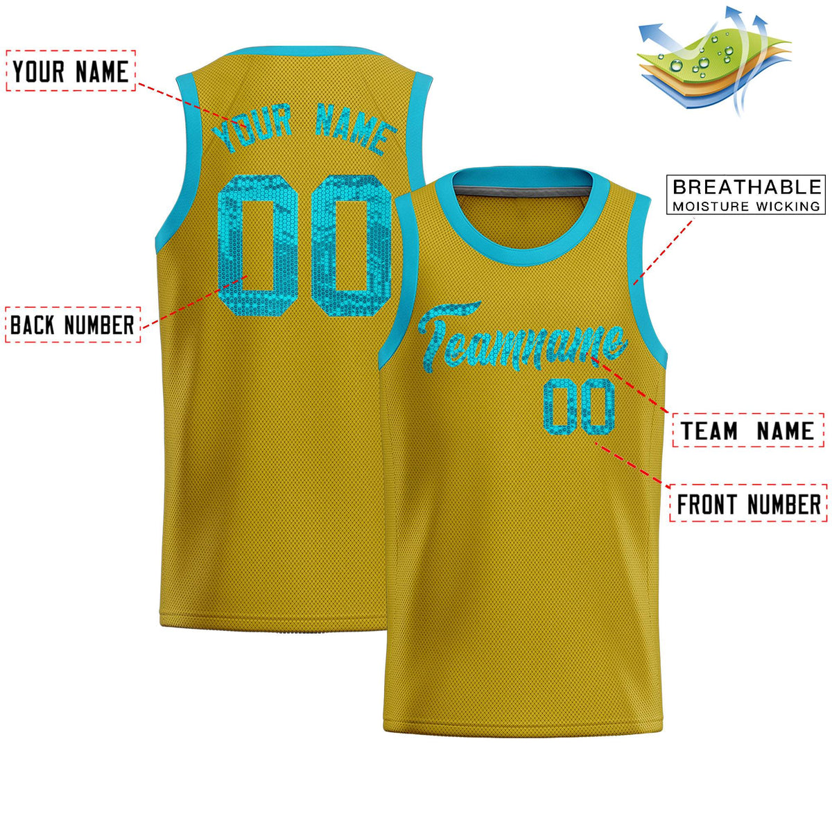Custom Old Gold Sequined Tops Athletic Basketball Jersey|KXKSHOP