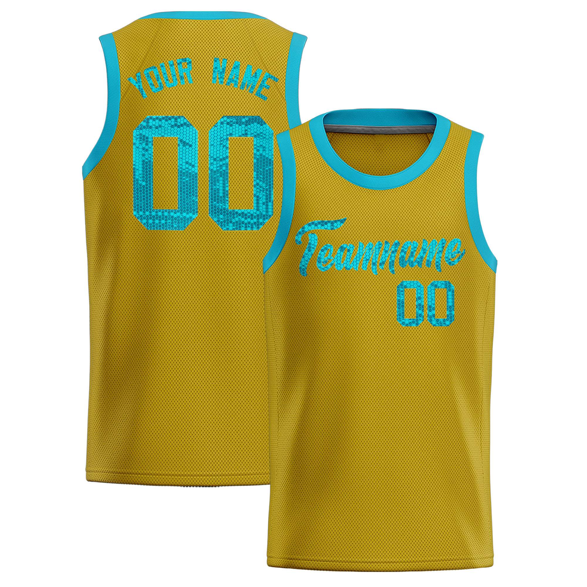 Custom Old Gold Sequined Tops Athletic Basketball Jersey|KXKSHOP
