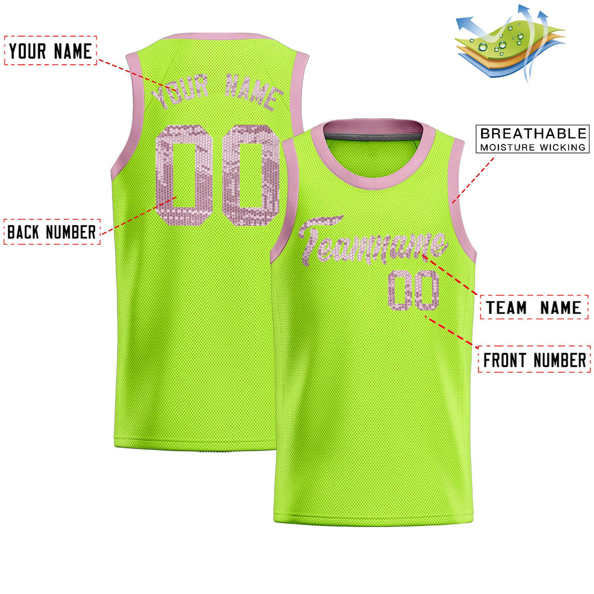 Custom Kelly Green Sequined Tops Athletic Basketball Jersey|KXKSHOP