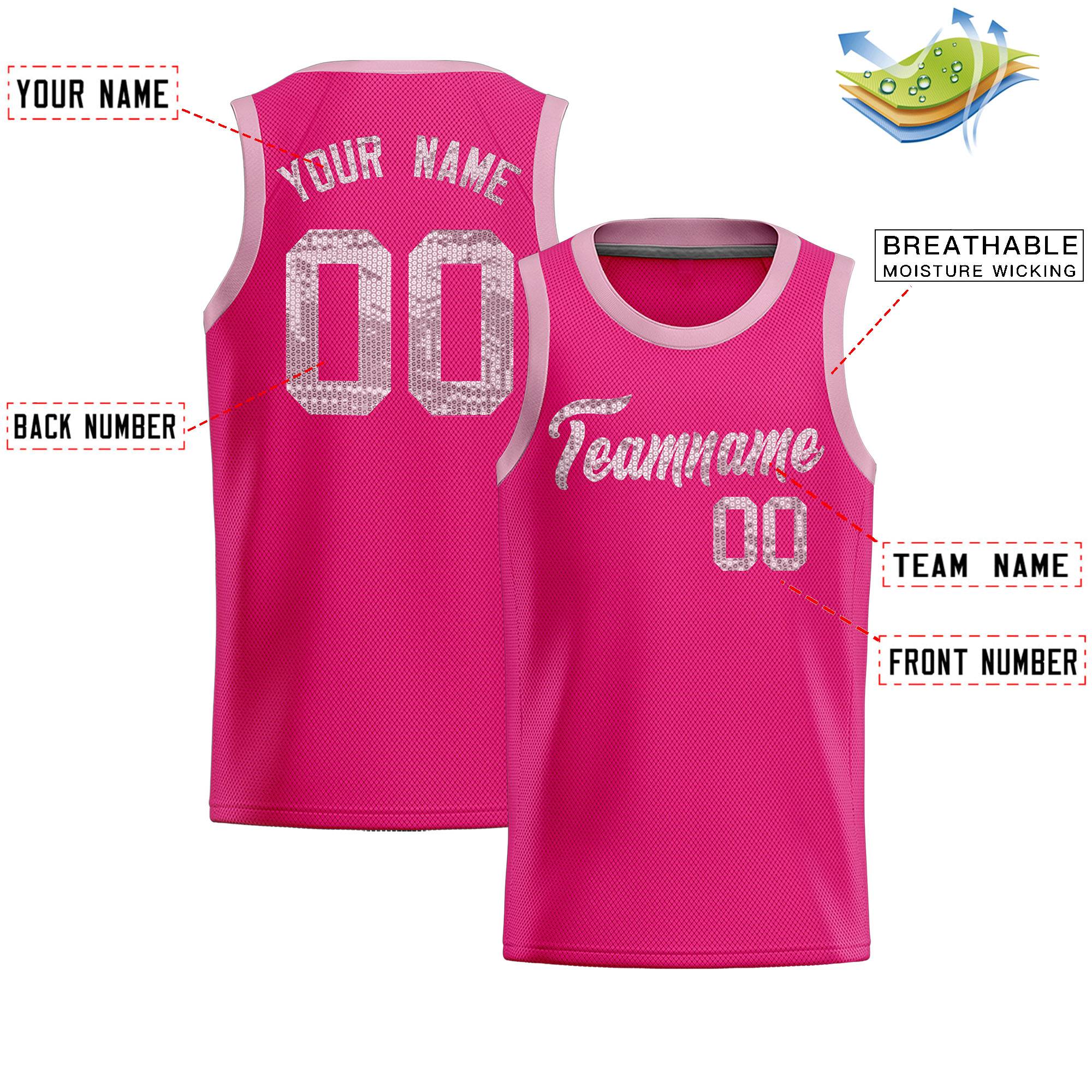 Custom Pink Sequined Tops Athletic Basketball Jersey|KXKSHOP