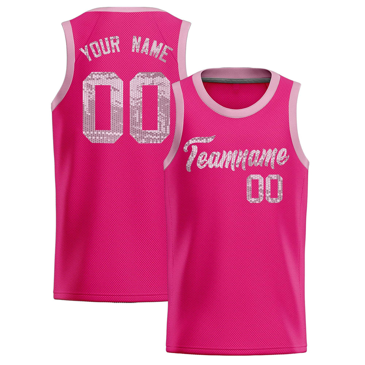 Custom Pink Sequined Tops Athletic Basketball Jersey|KXKSHOP