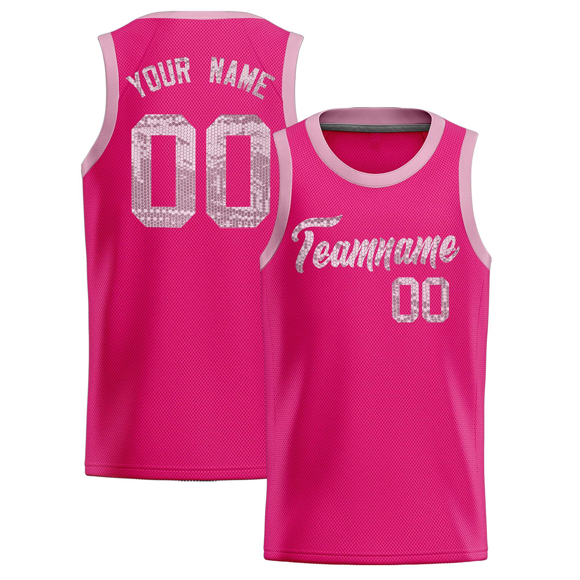 Custom Pink Sequined Tops Athletic Basketball Jersey|KXKSHOP