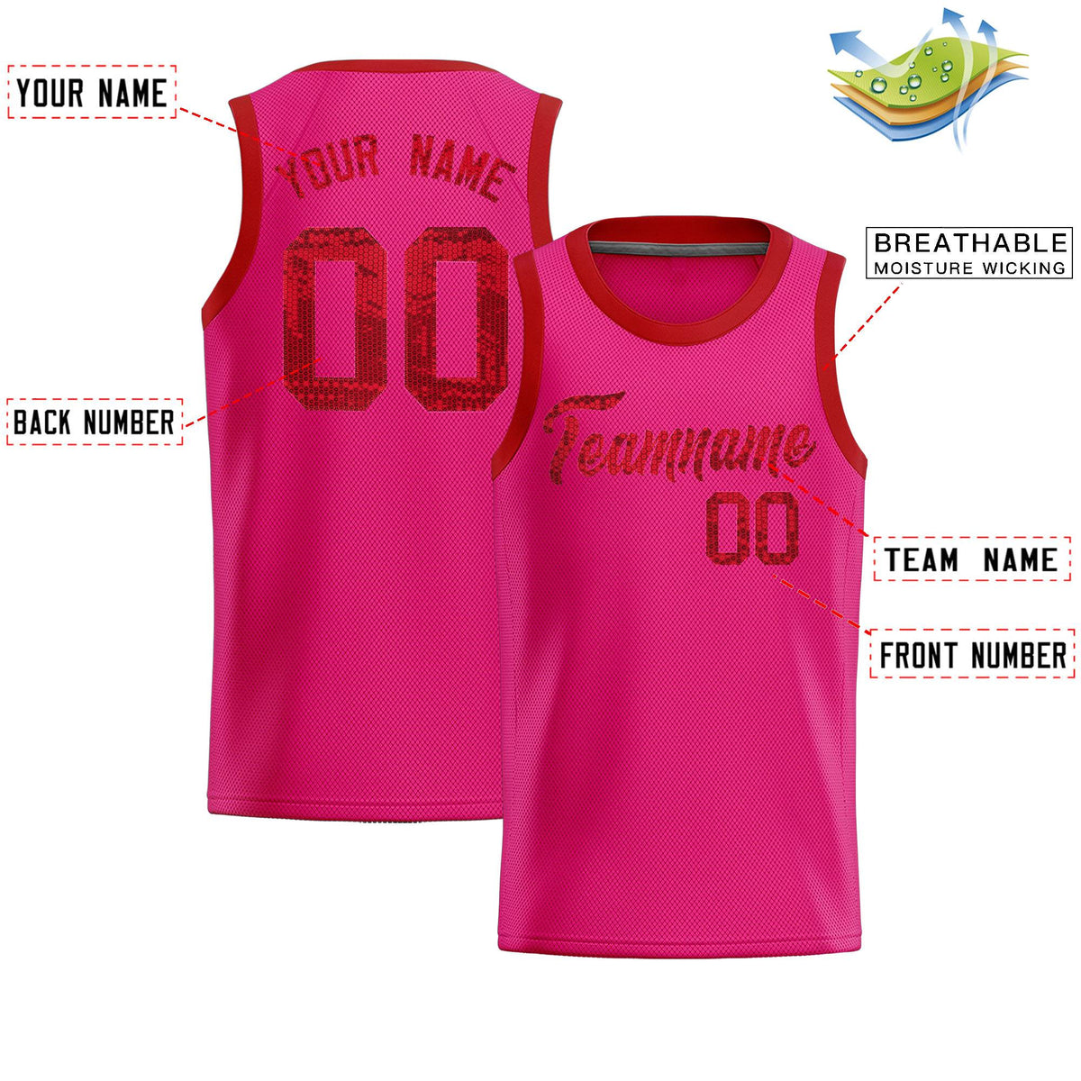 Custom Pink Sequined Tops Athletic Basketball Jersey|KXKSHOP