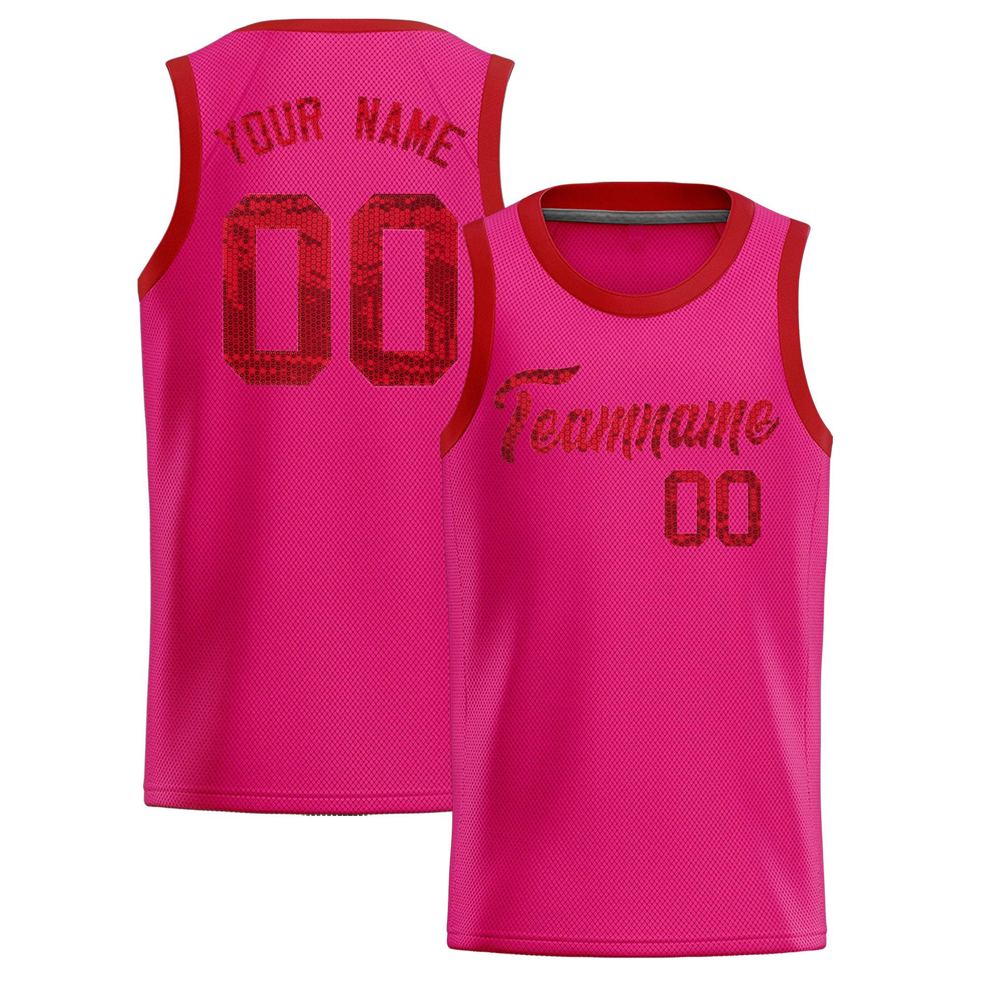 Custom Pink Sequined Tops Athletic Basketball Jersey|KXKSHOP