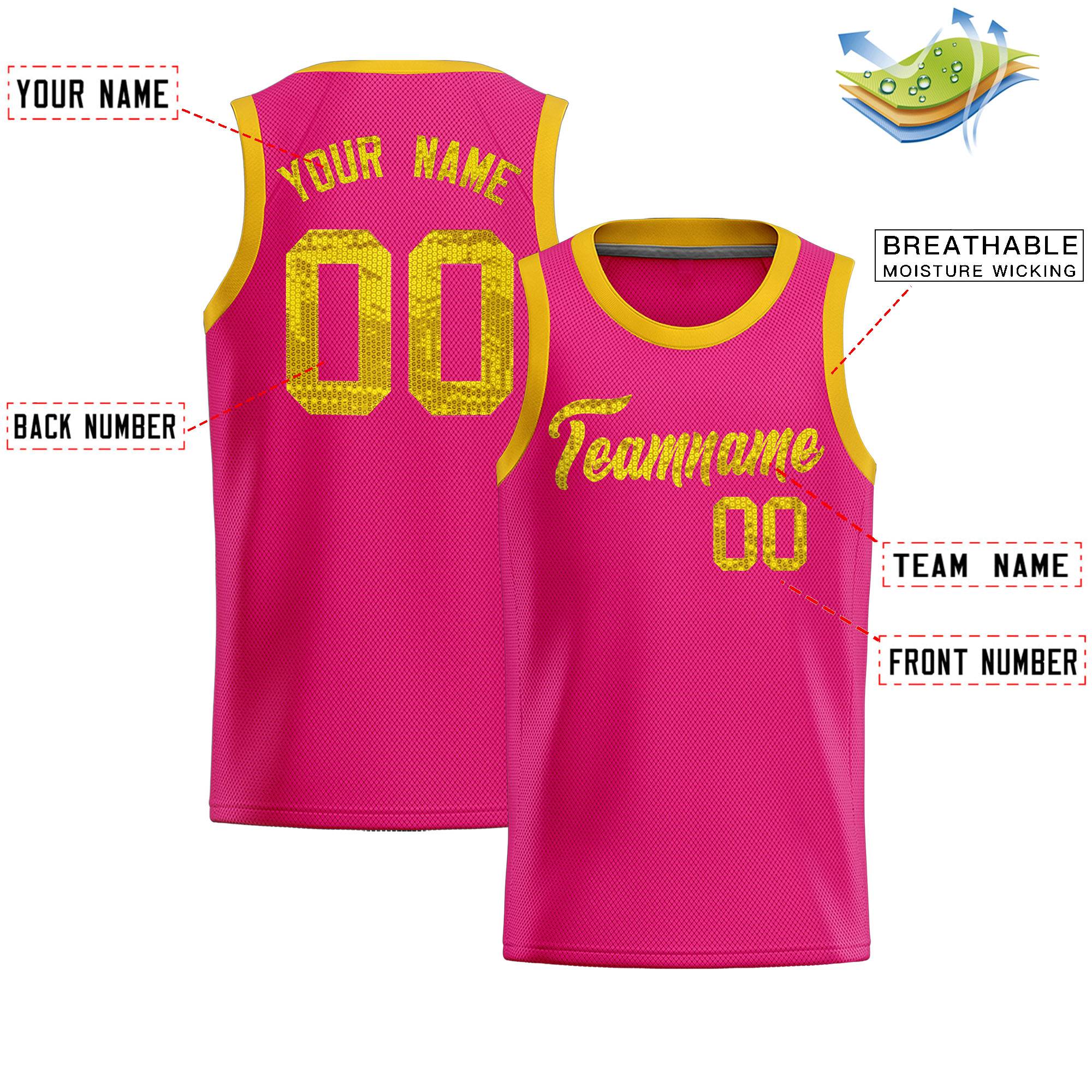 Custom Pink Sequined Tops Athletic Basketball Jersey|KXKSHOP