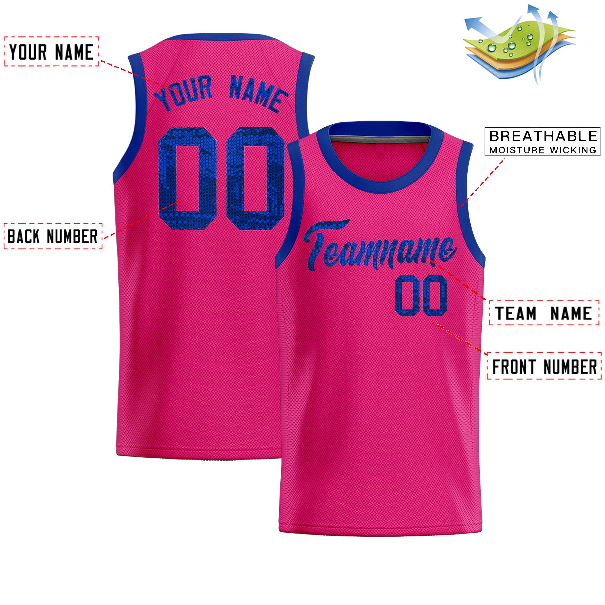 Custom Pink Sequined Tops Athletic Basketball Jersey|KXKSHOP