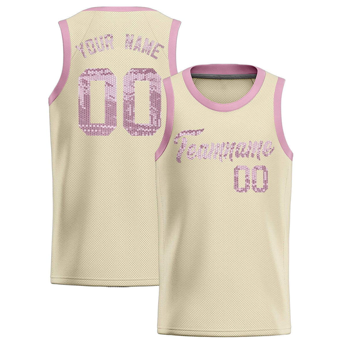 Custom Cream Sequined Tops Athletic Basketball Jersey|KXKSHOP