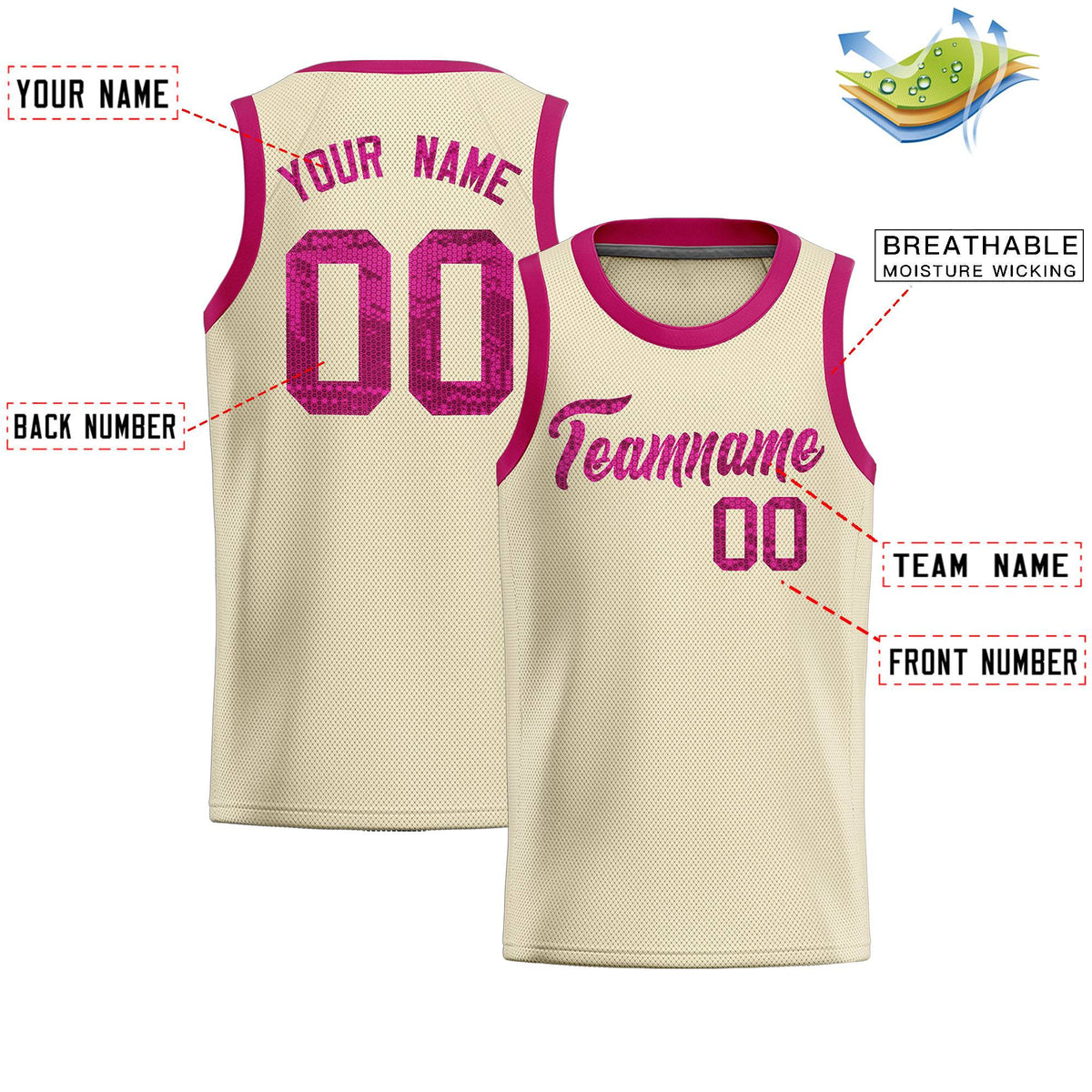 Custom Cream Sequined Tops Athletic Basketball Jersey|KXKSHOP