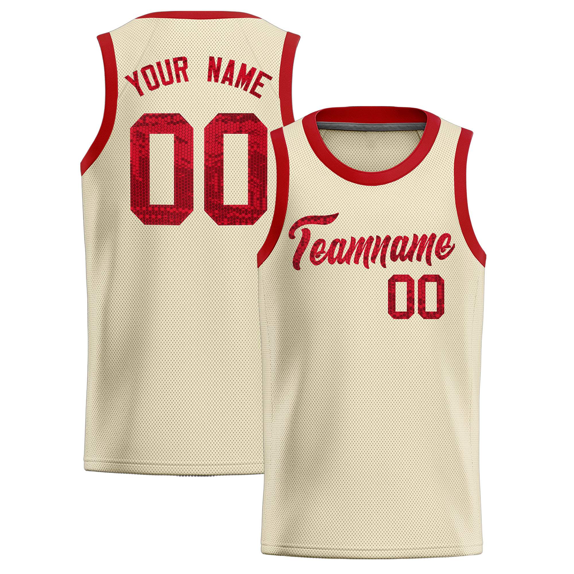 Custom Cream Sequined Tops Athletic Basketball Jersey|KXKSHOP