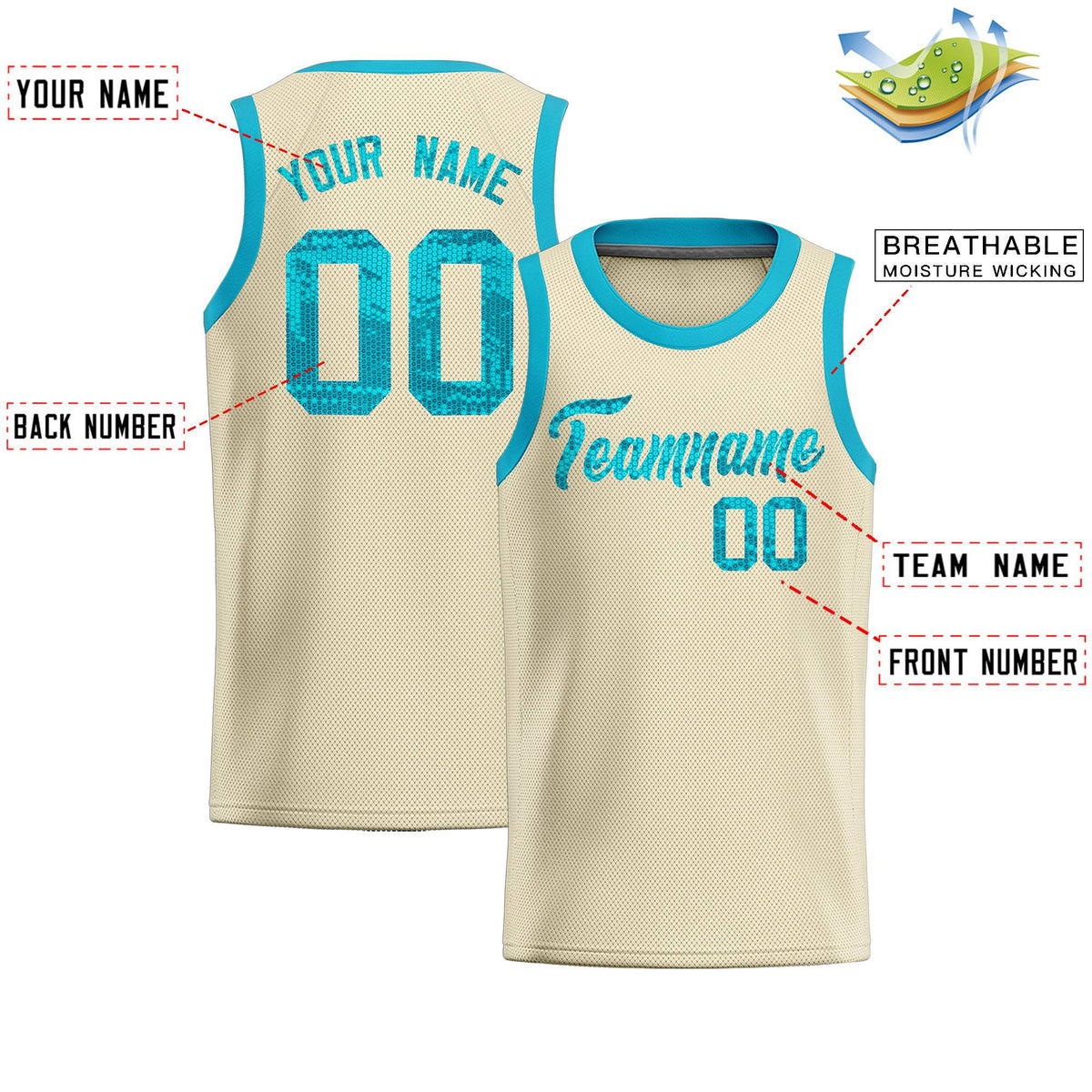 Custom Cream Sequined Tops Athletic Basketball Jersey|KXKSHOP