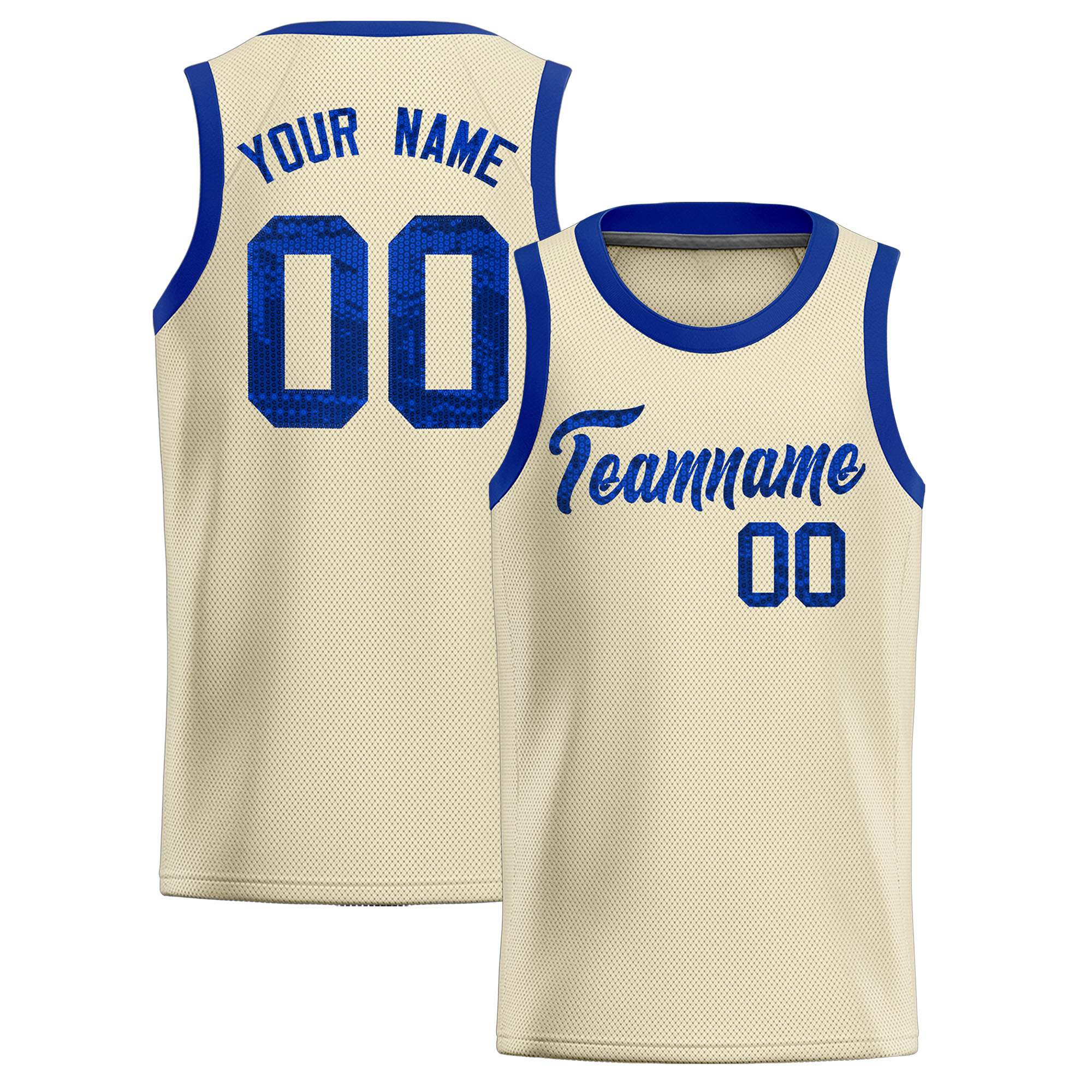 Custom Cream Sequined Tops Athletic Basketball Jersey|KXKSHOP