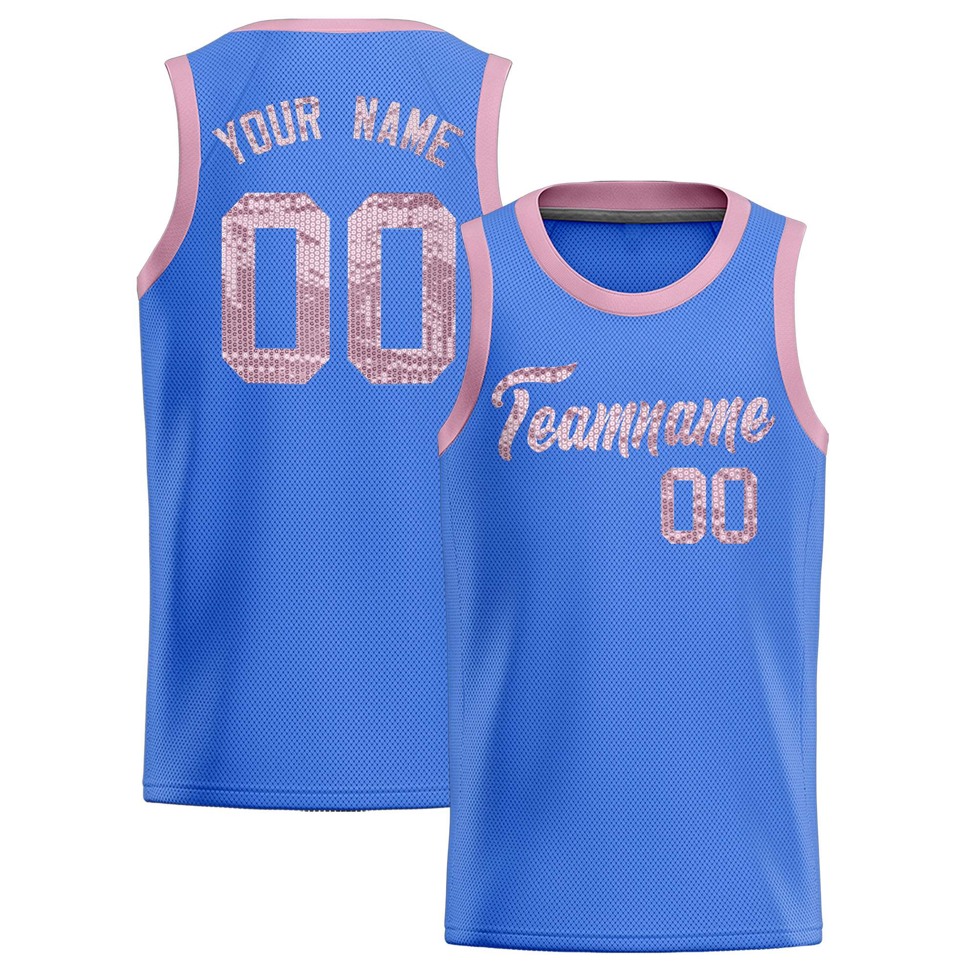 Custom Powder Blue Sequined Tops Athletic Basketball Jersey|KXKSHOP