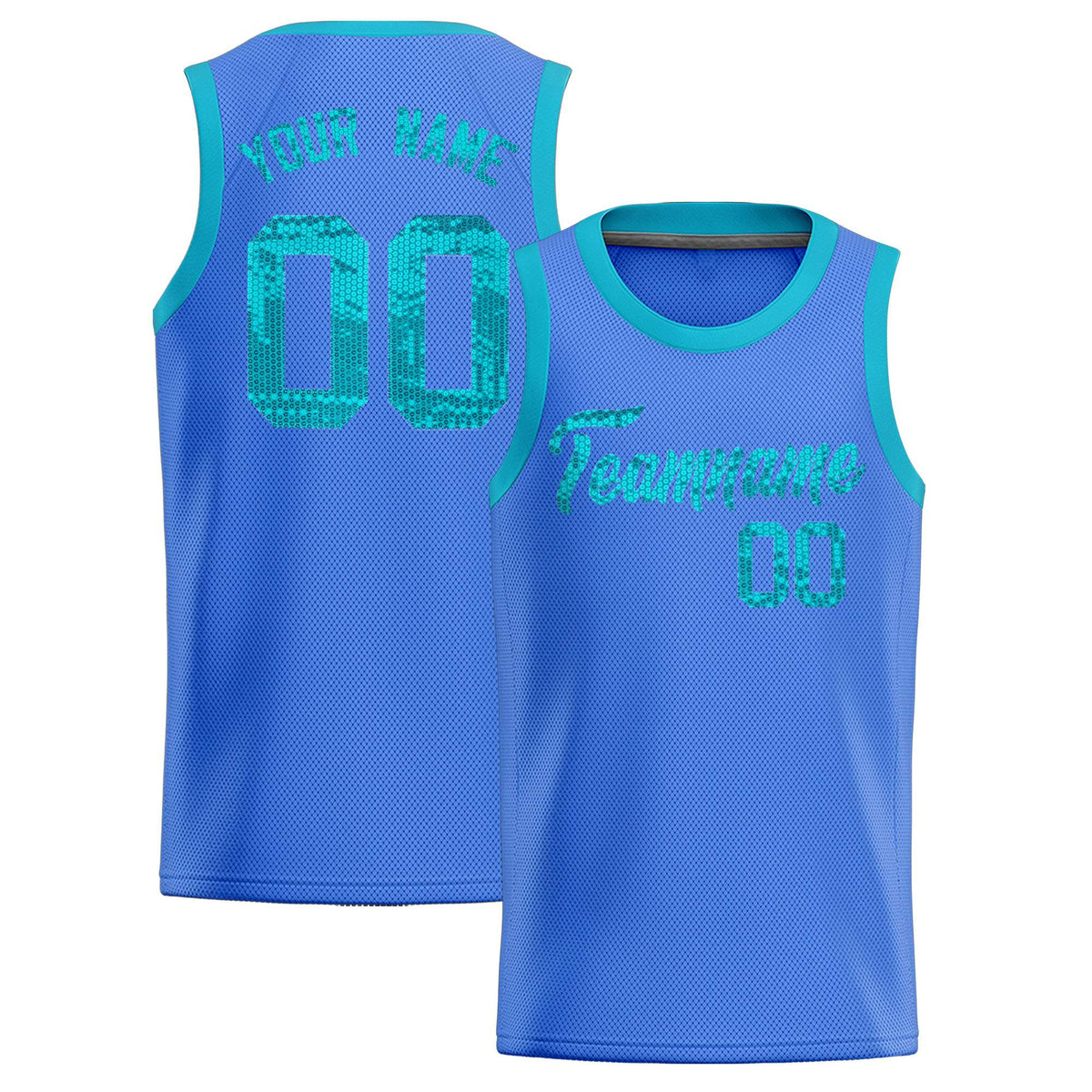 Custom Powder Blue Sequined Tops Athletic Basketball Jersey|KXKSHOP