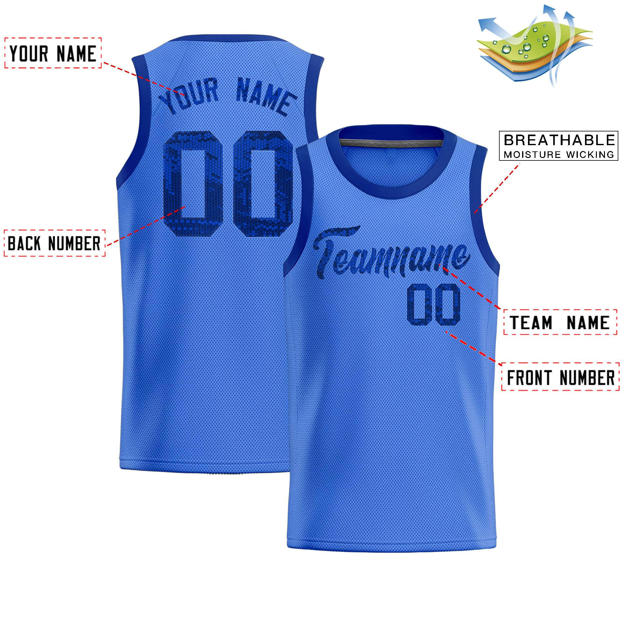 Custom Powder Blue Sequined Tops Athletic Basketball Jersey|KXKSHOP