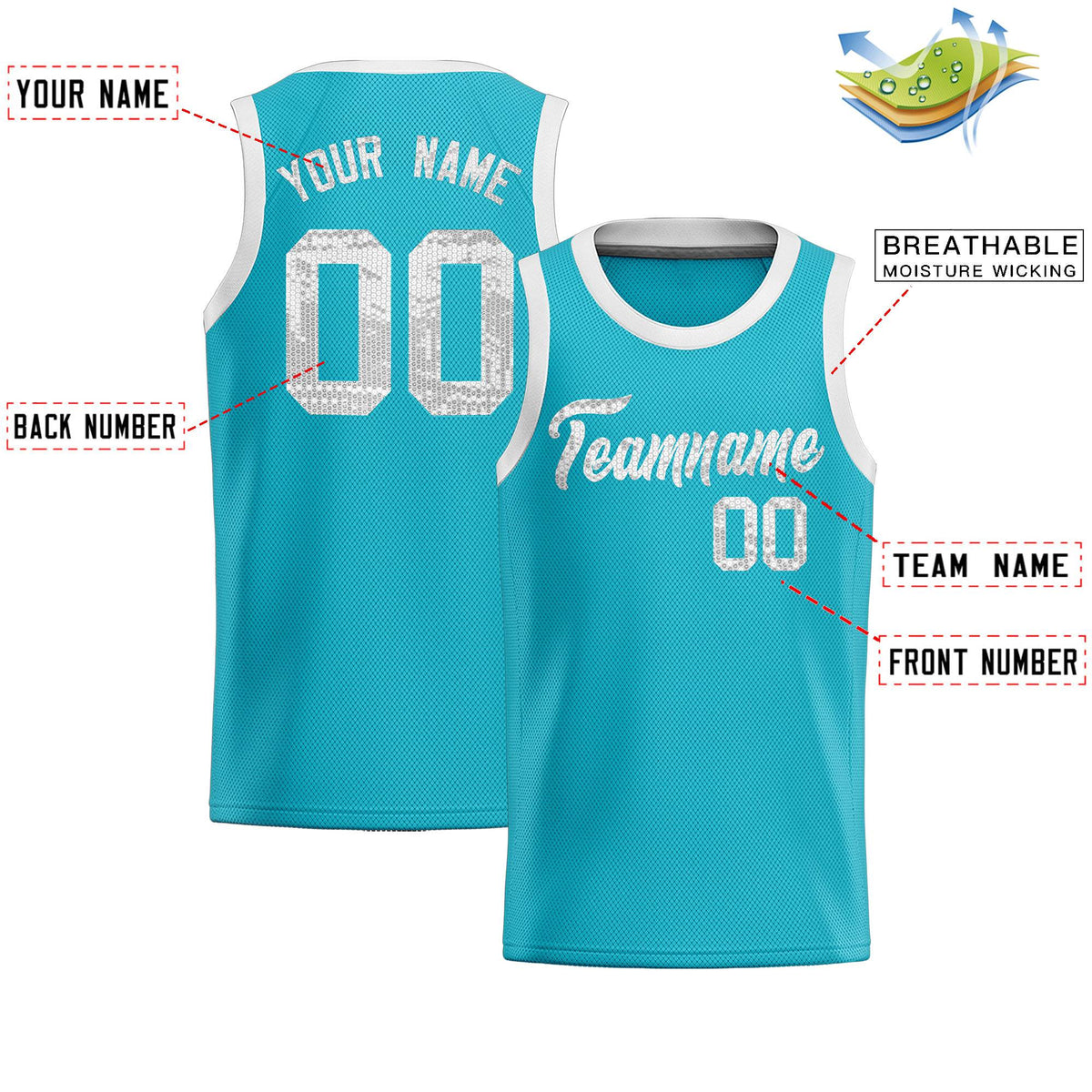 Custom Sky Blue Sequined Tops Athletic Basketball Jersey|KXKSHOP