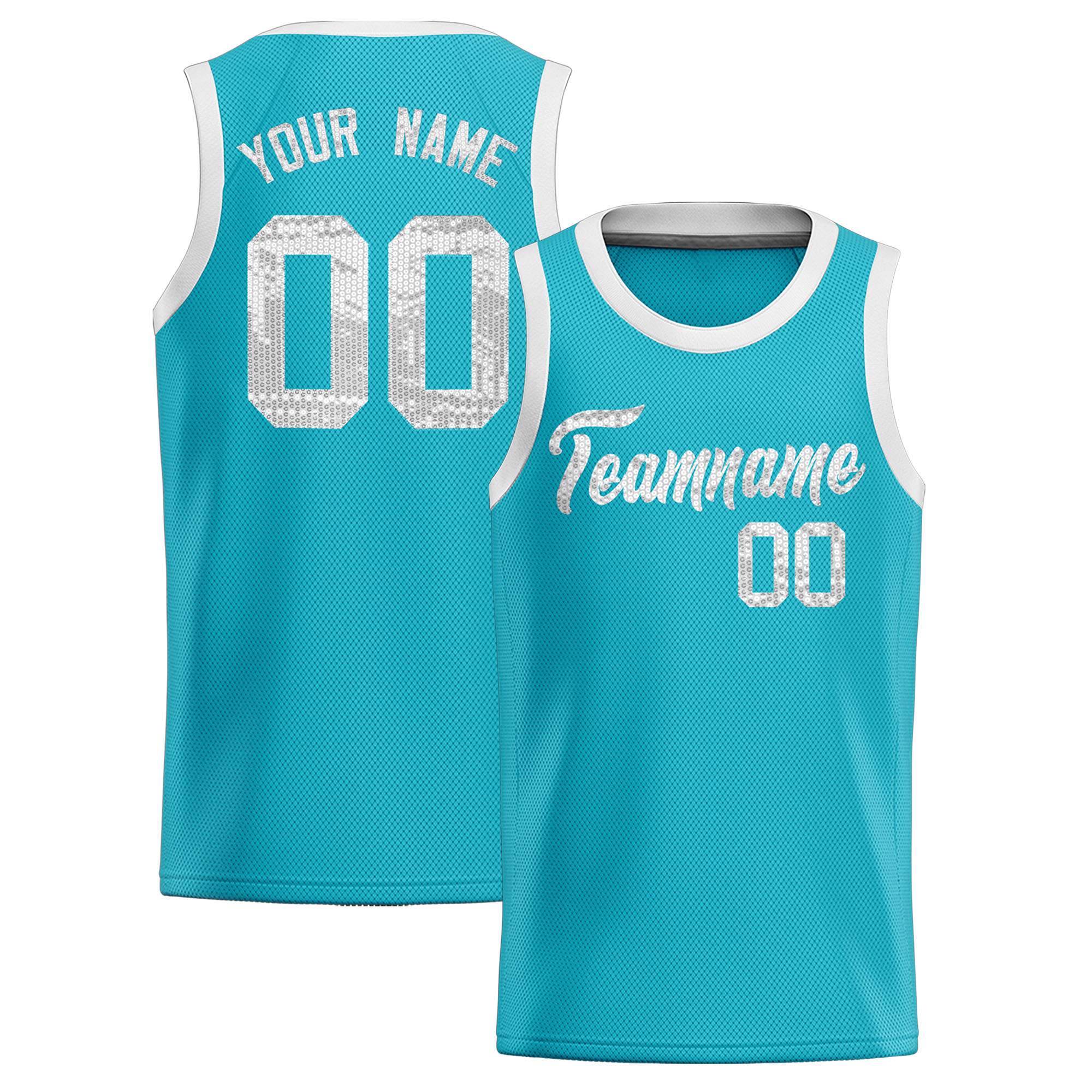 Custom Sky Blue Sequined Tops Athletic Basketball Jersey|KXKSHOP