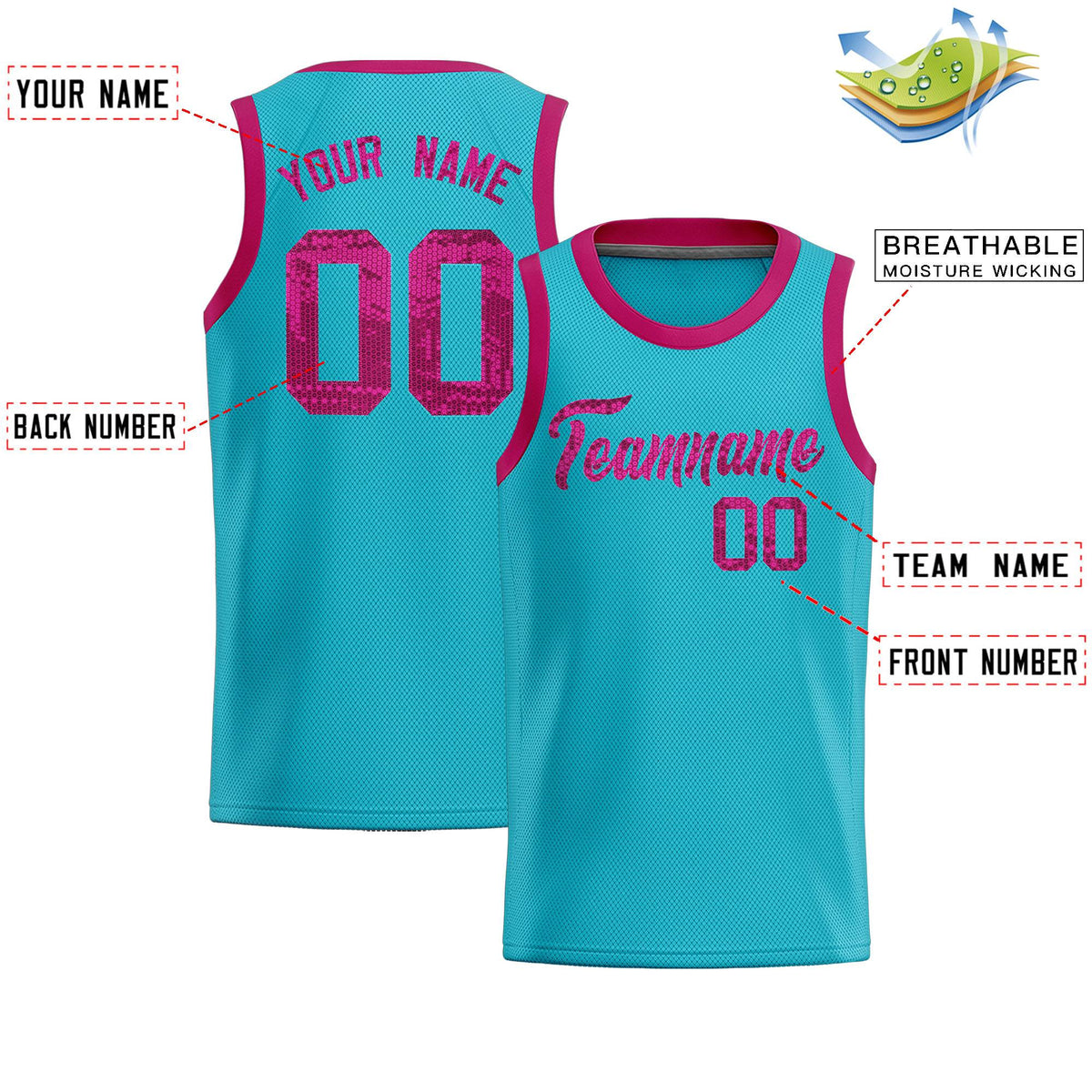 Custom Sky Blue Sequined Tops Athletic Basketball Jersey|KXKSHOP