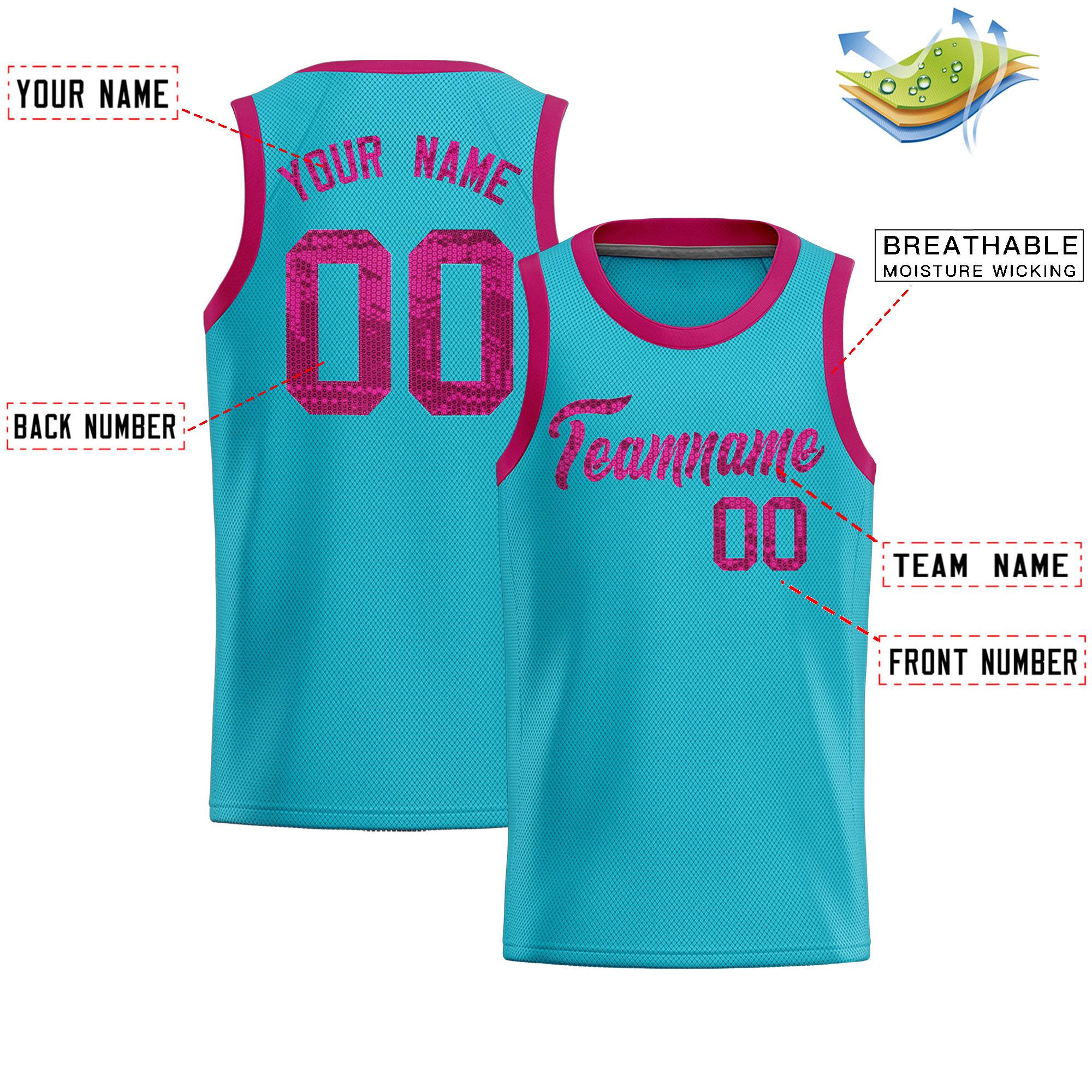 Custom Sky Blue Sequined Tops Athletic Basketball Jersey|KXKSHOP