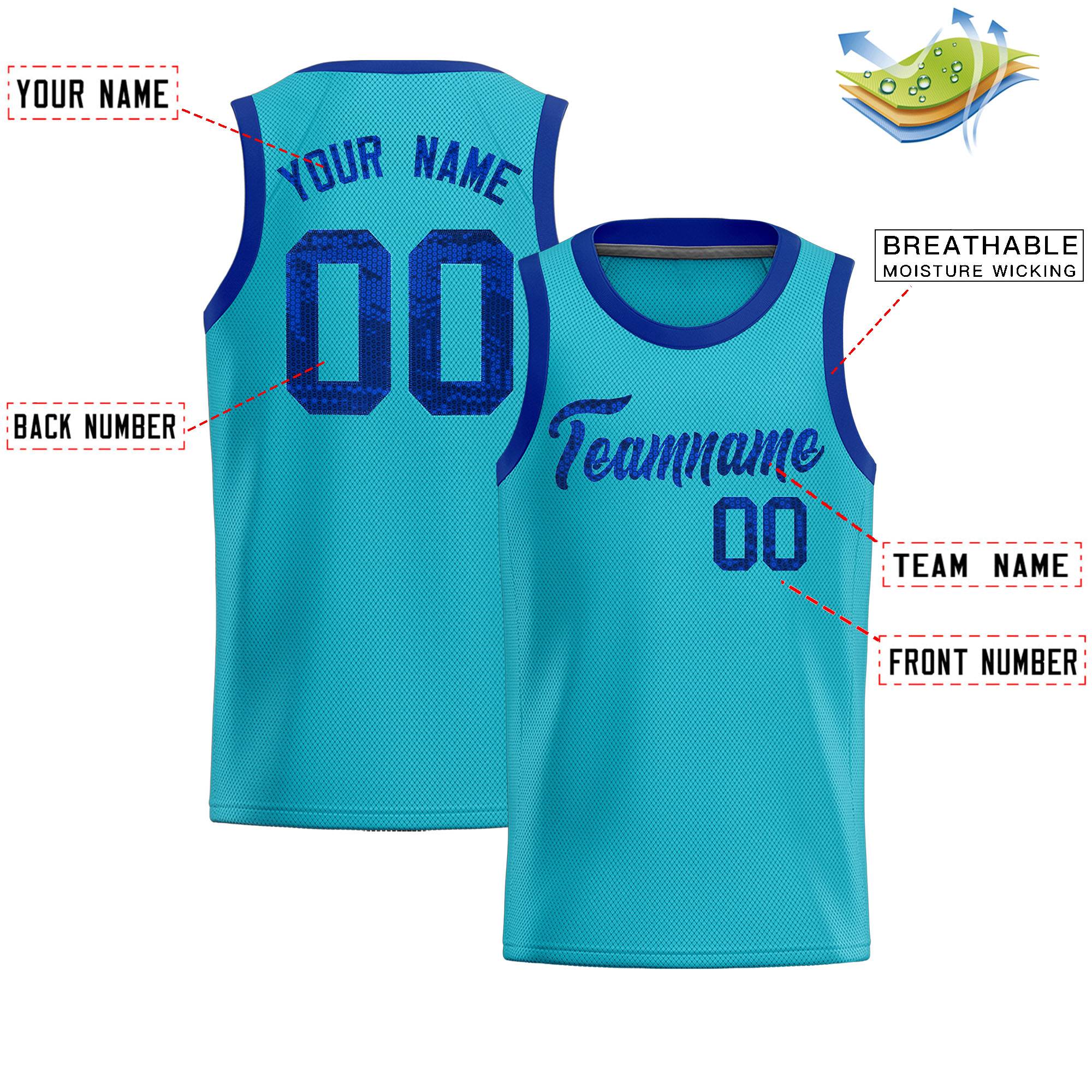 Custom Sky Blue Sequined Tops Athletic Basketball Jersey|KXKSHOP