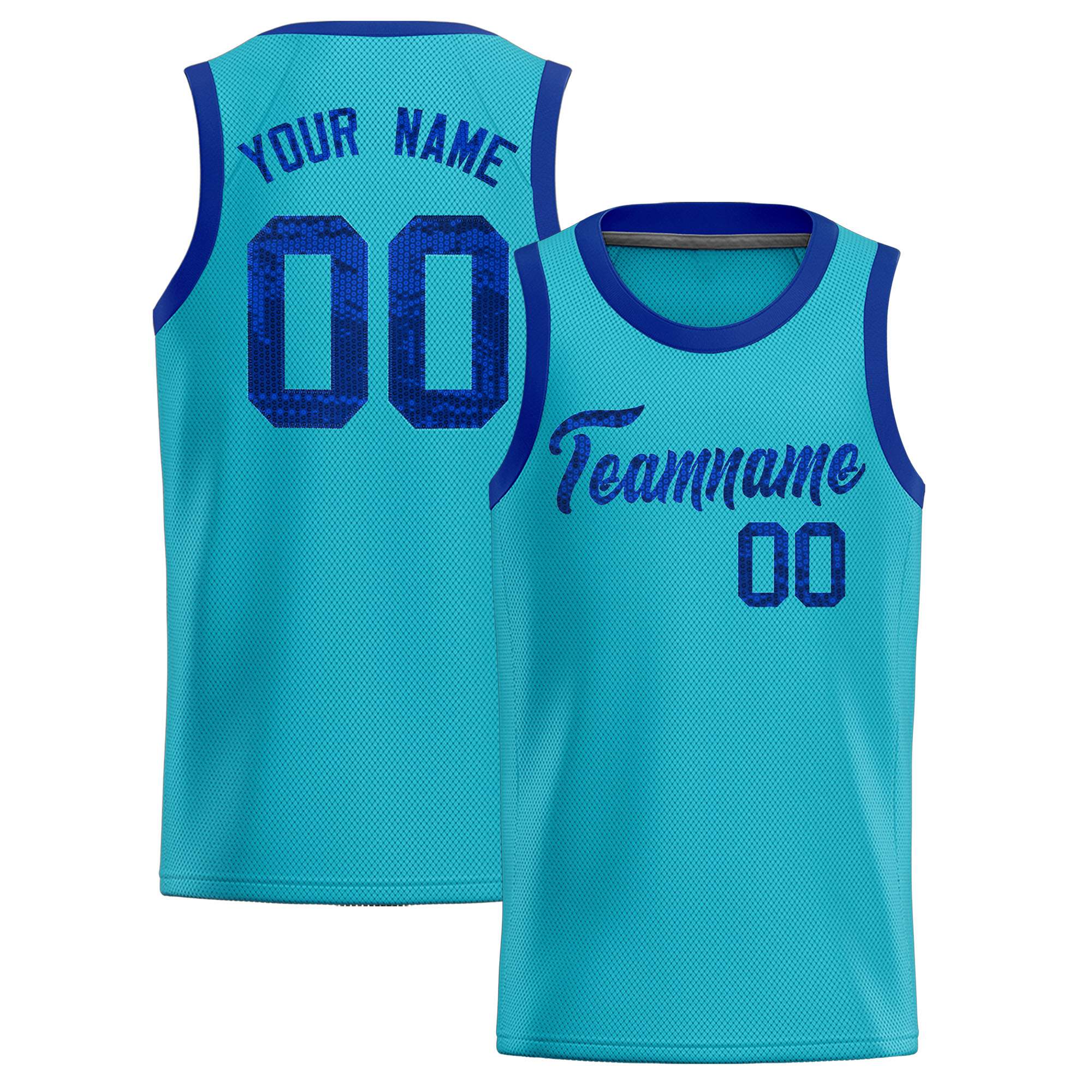 Custom Sky Blue Sequined Tops Athletic Basketball Jersey|KXKSHOP