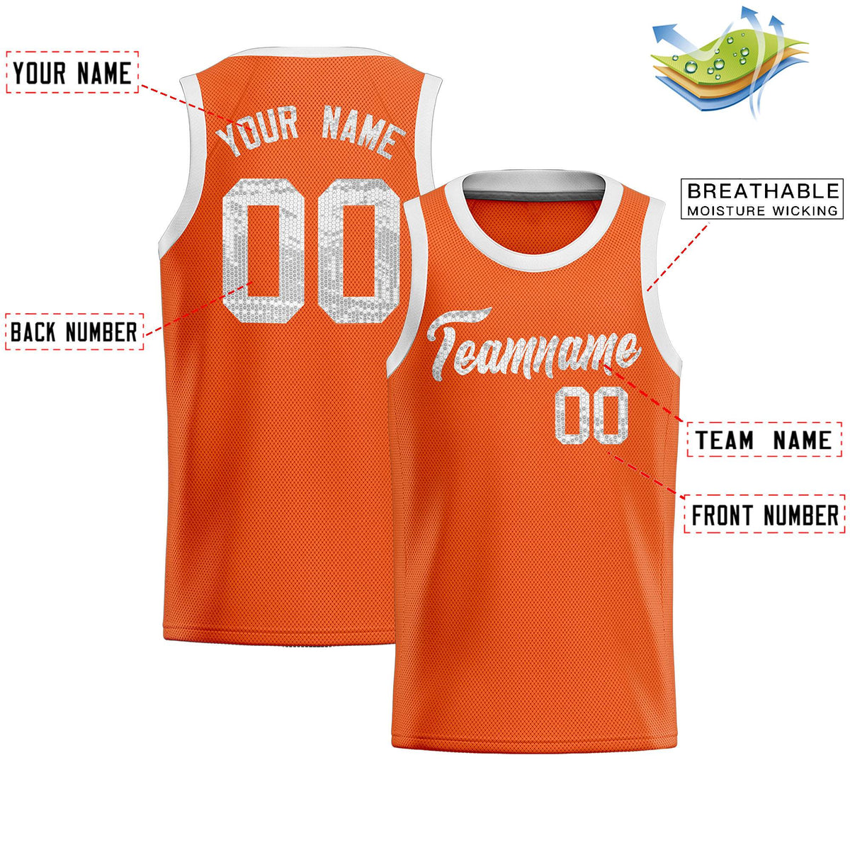 Custom Orange Sequined Tops Athletic Basketball Jersey|KXKSHOP