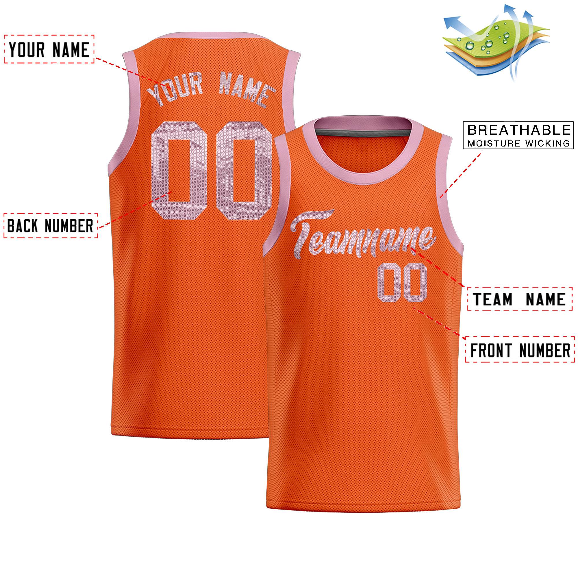 Custom Orange Sequined Tops Athletic Basketball Jersey|KXKSHOP
