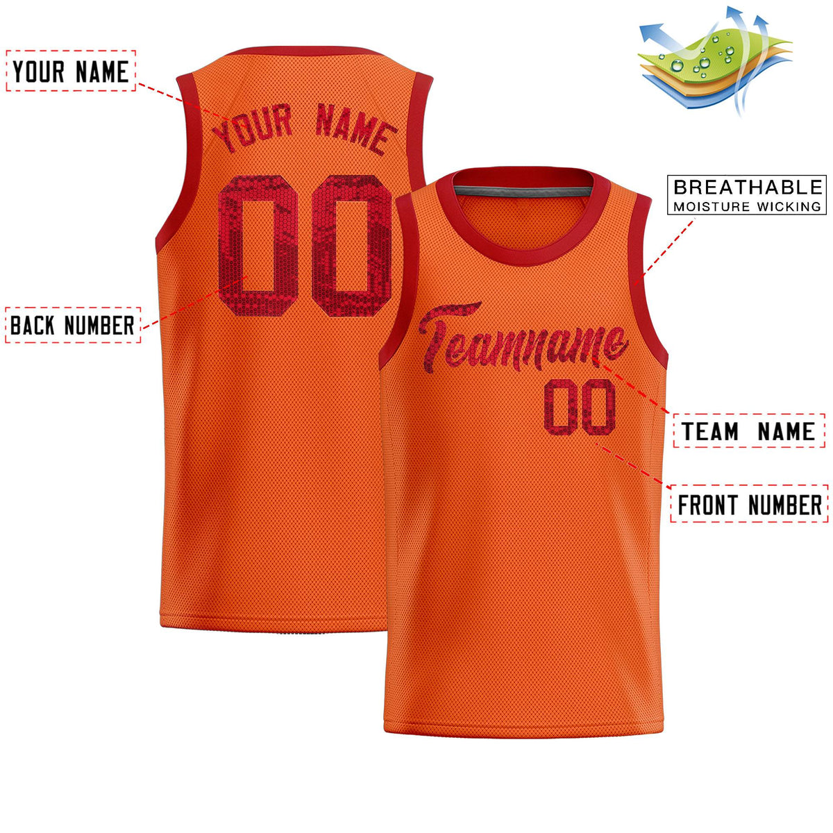 Custom Orange Sequined Tops Athletic Basketball Jersey|KXKSHOP