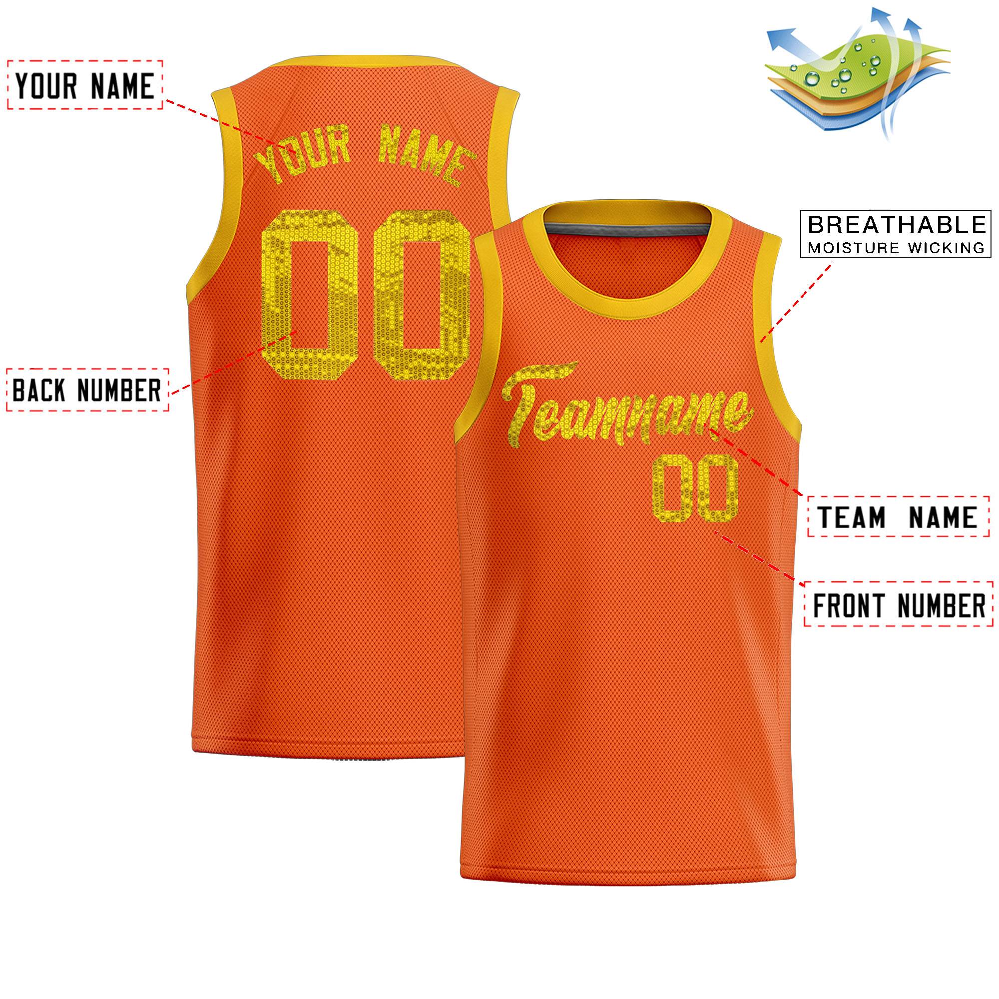 Custom Orange Sequined Tops Athletic Basketball Jersey|KXKSHOP