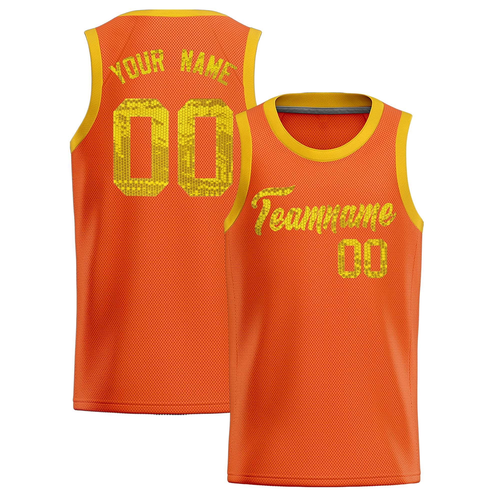 Custom Orange Sequined Tops Athletic Basketball Jersey|KXKSHOP