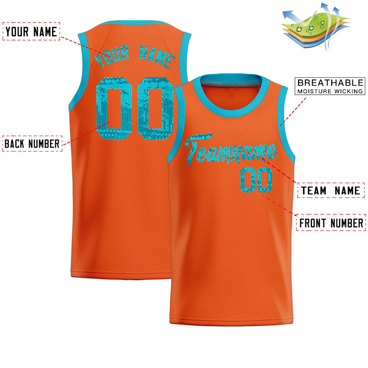 Custom Orange Sequined Tops Athletic Basketball Jersey|KXKSHOP