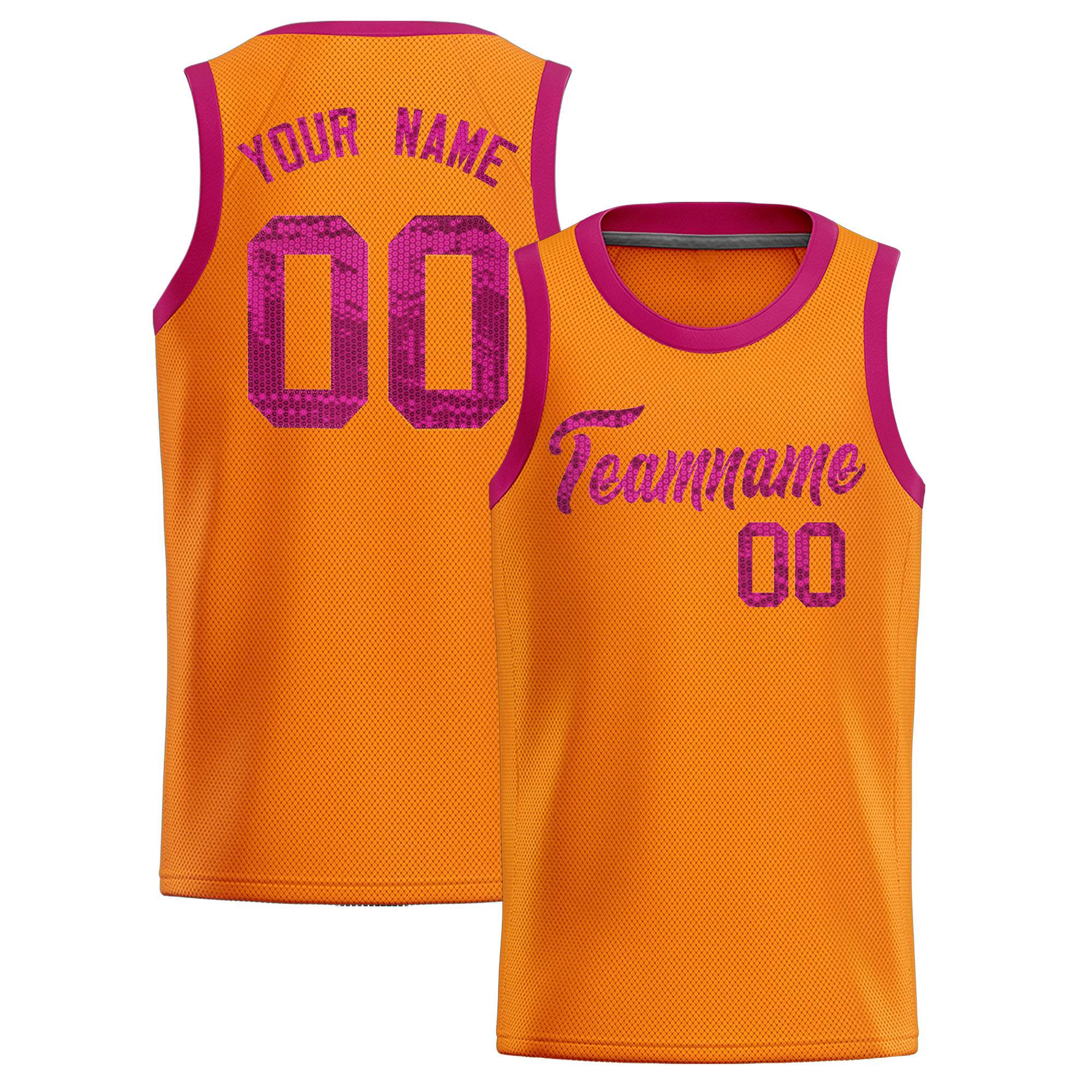 Custom Orange Sequined Tops Athletic Basketball Jersey|KXKSHOP