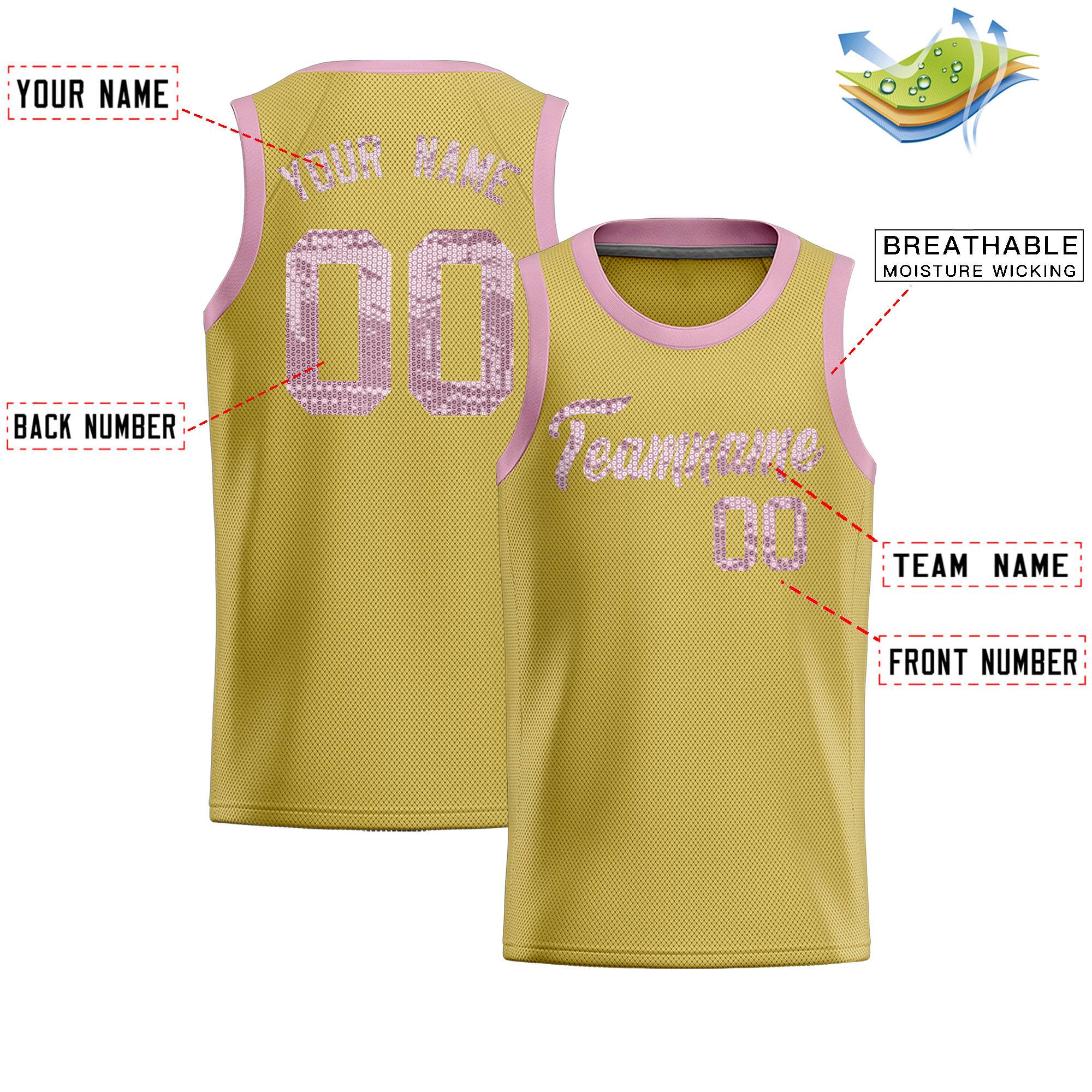 Custom Old Gold Sequined Tops Athletic Basketball Jersey|KXKSHOP