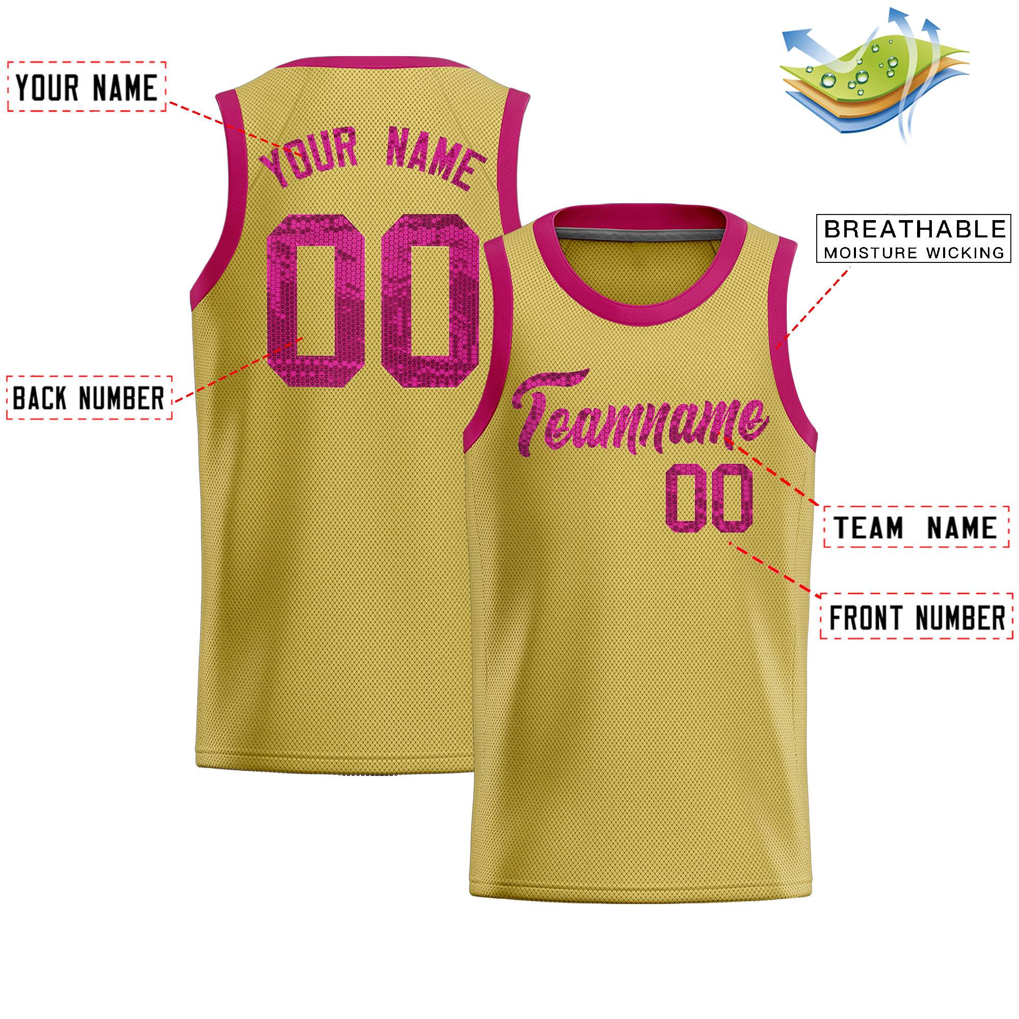 Custom Old Gold Sequined Tops Athletic Basketball Jersey|KXKSHOP