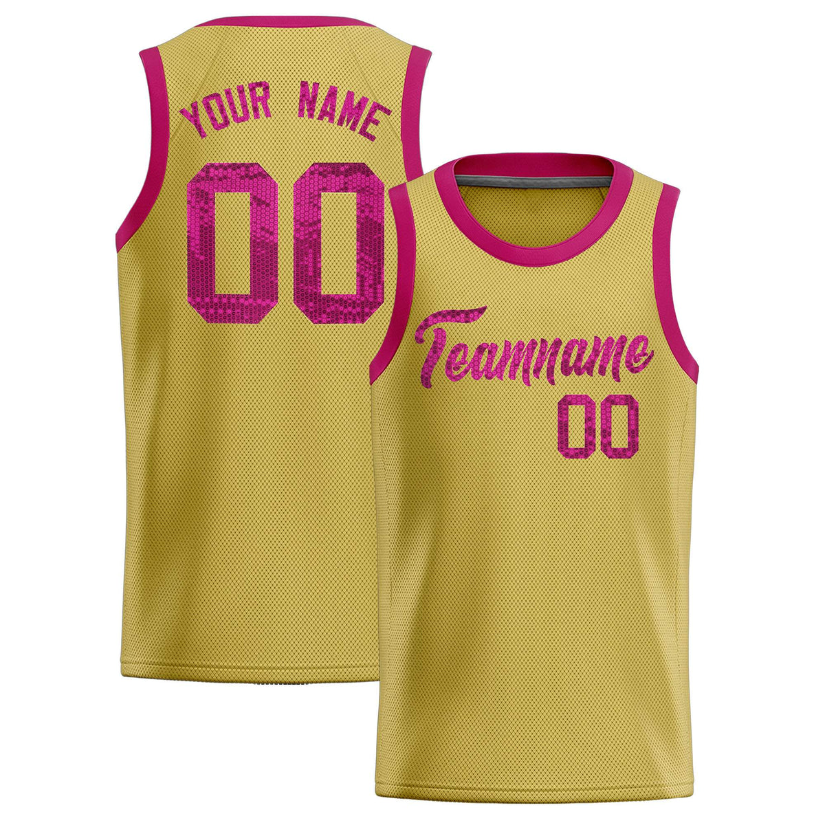 Custom Old Gold Sequined Tops Athletic Basketball Jersey|KXKSHOP