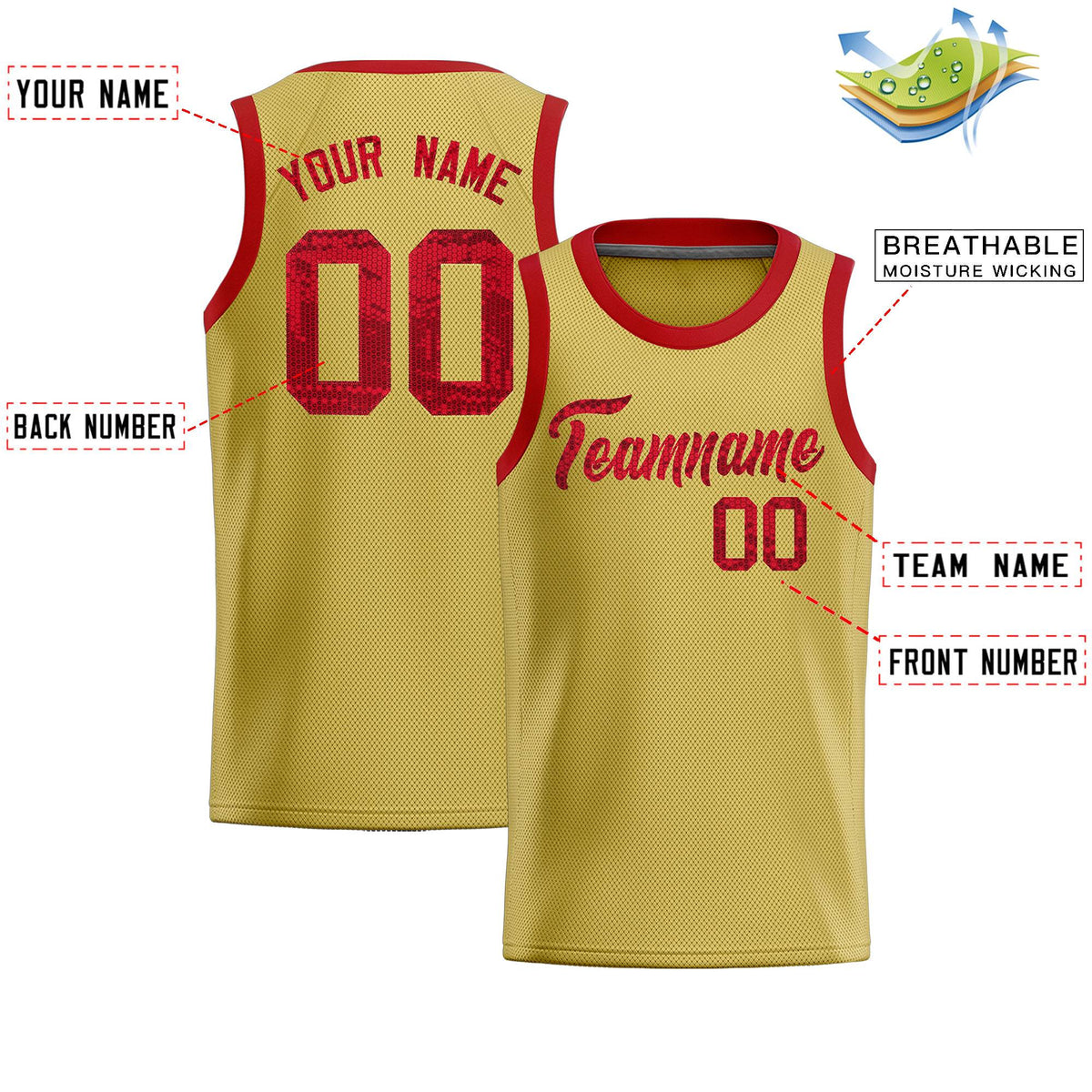 Custom Old Gold Sequined Tops Athletic Basketball Jersey|KXKSHOP