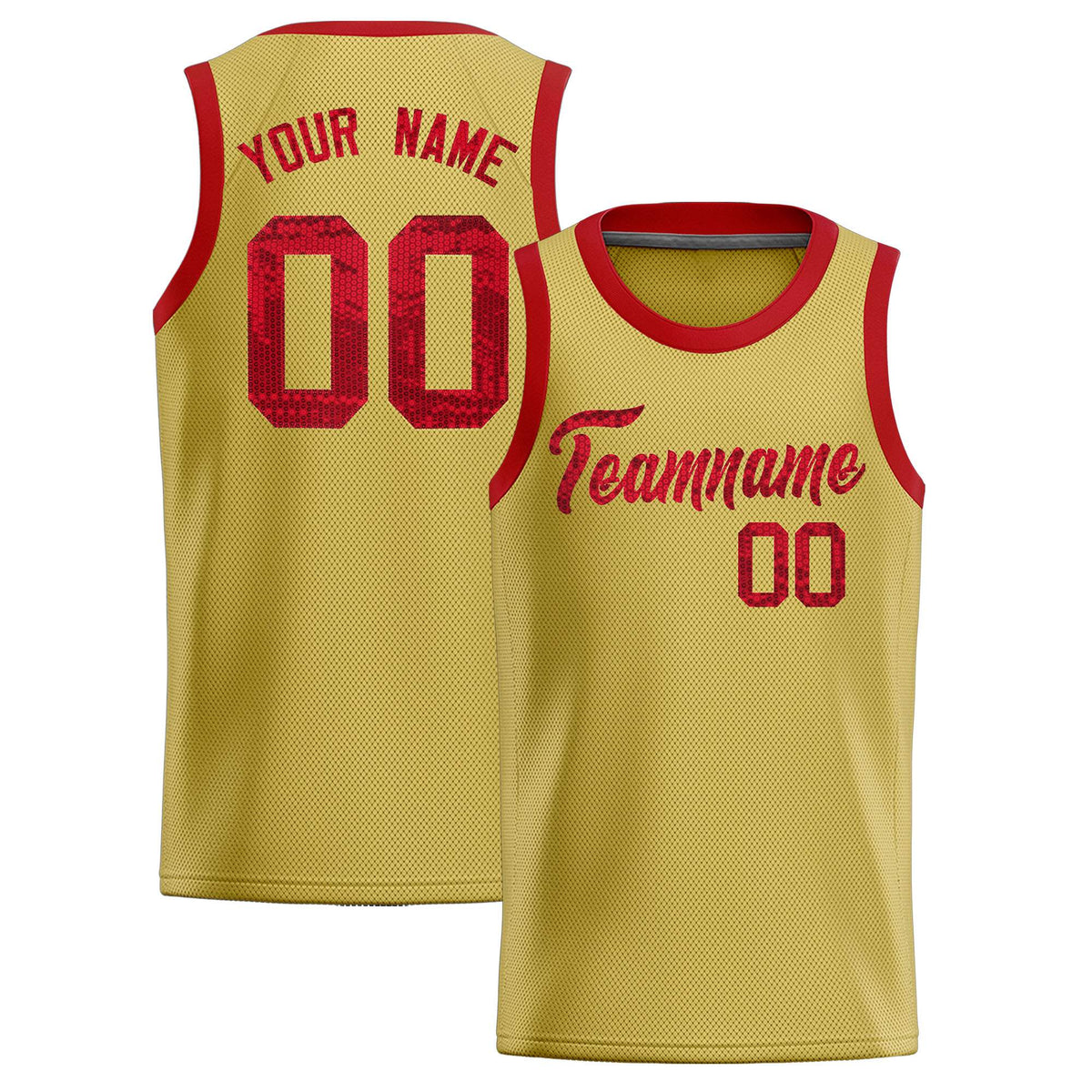 Custom Old Gold Sequined Tops Athletic Basketball Jersey|KXKSHOP