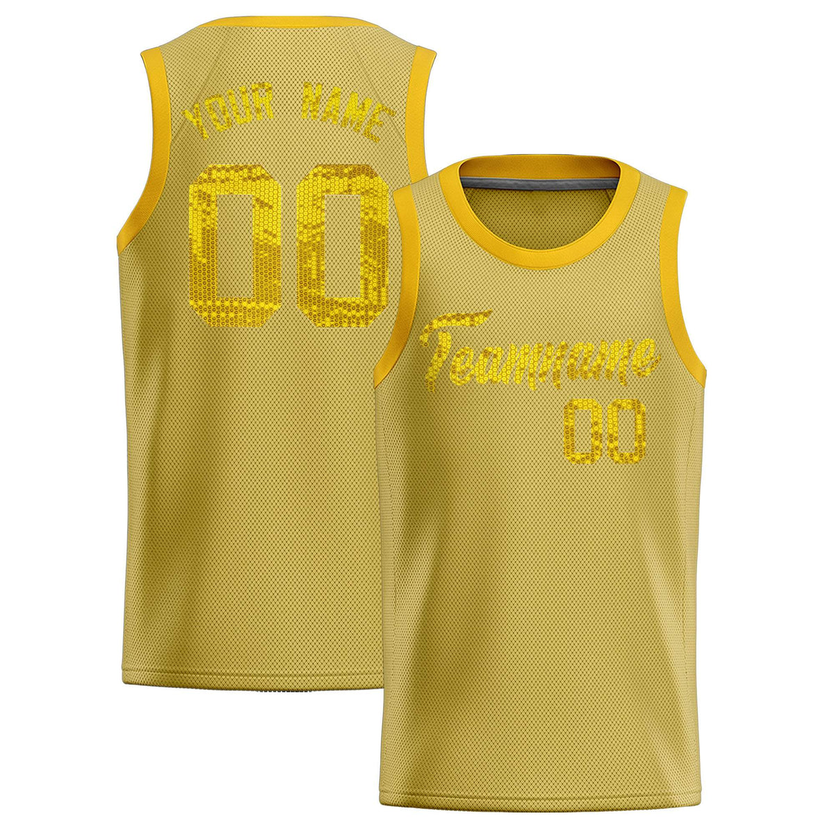 Custom Old Gold Sequined Tops Athletic Basketball Jersey|KXKSHOP