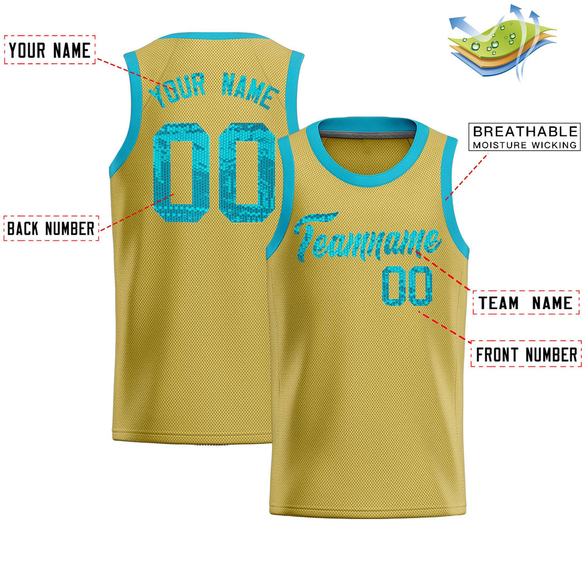 Custom Old Gold Sequined Tops Athletic Basketball Jersey|KXKSHOP