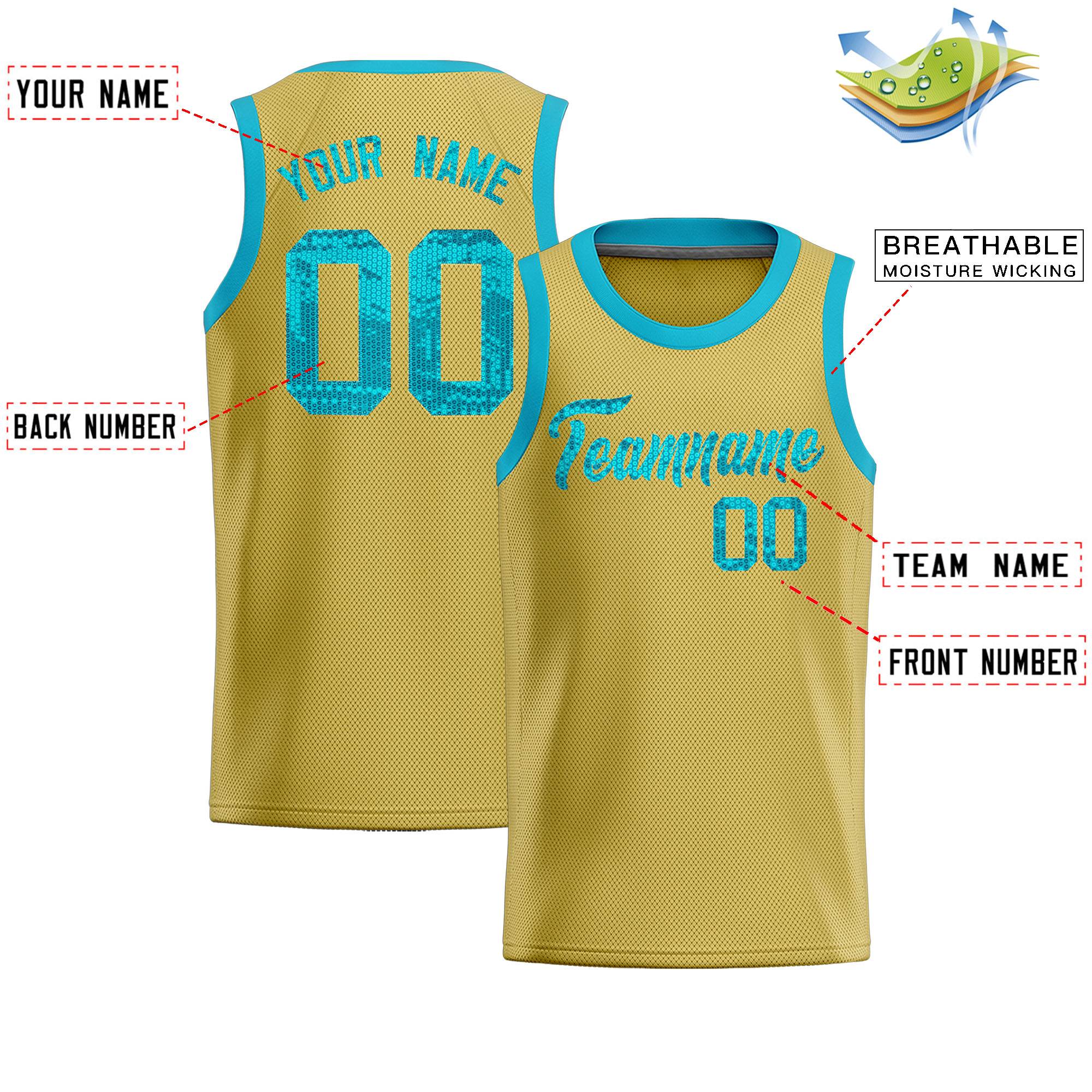 Custom Old Gold Sequined Tops Athletic Basketball Jersey|KXKSHOP